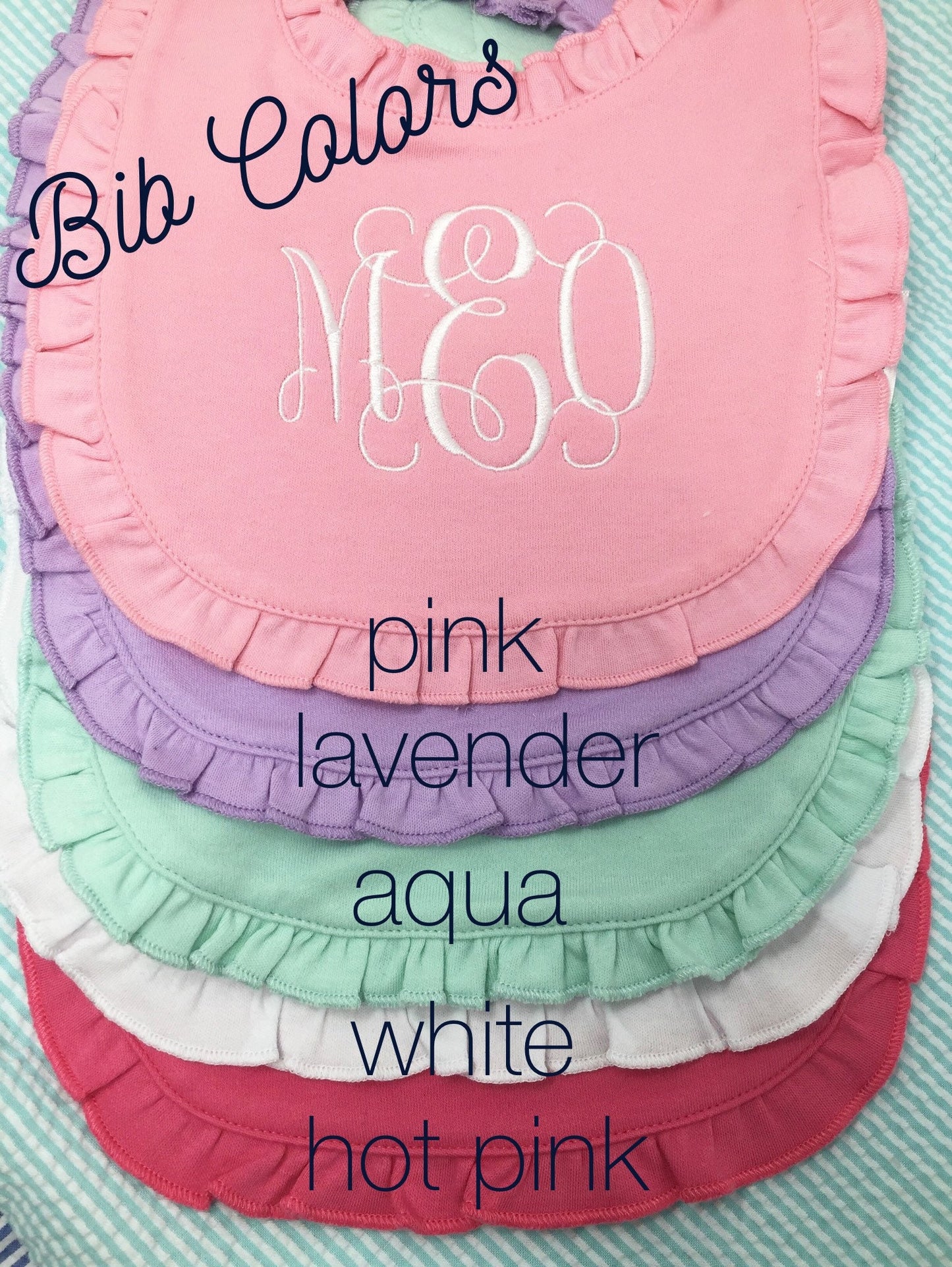 3 Pack-Monogrammed Bib with Ruffle