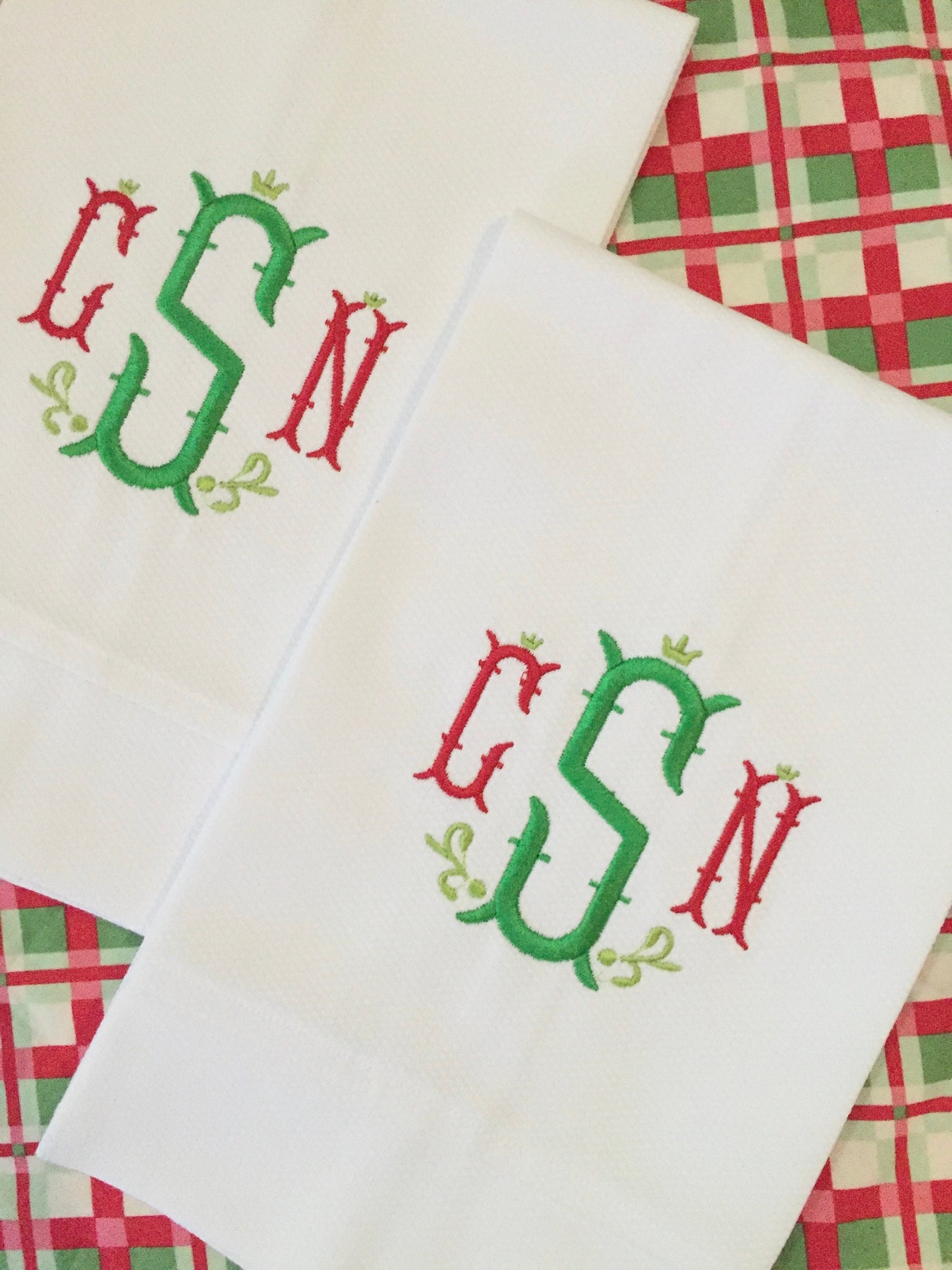 Monogrammed Cotton Pique Tea Towel, Nola Monogram-Hostess Gift, monogrammed linens, personalized gift