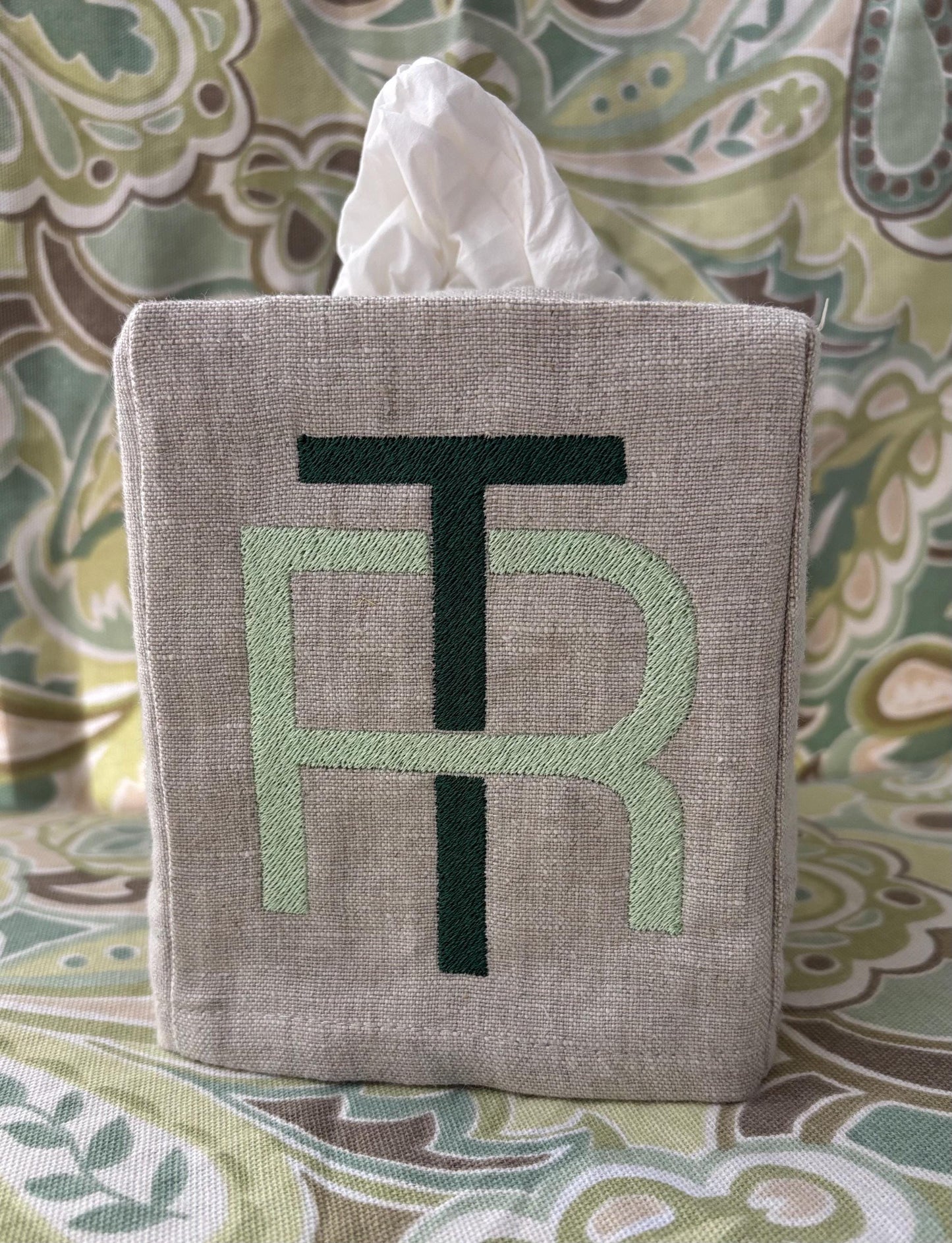 Monogrammed Tissue Box Cover- 2 Letter Modern monogram, monogrammed gift-personalized gift-hostess gift