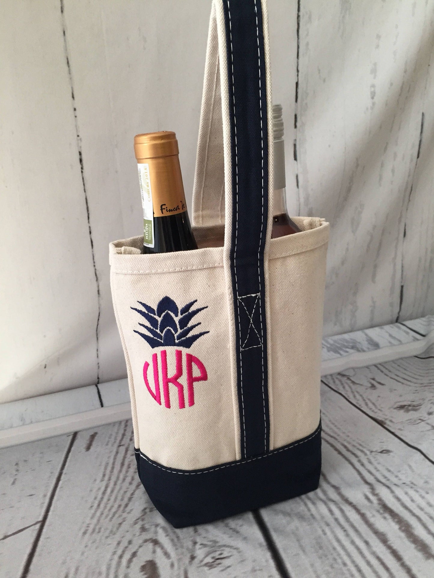 Personalized Canvas Wine Tote, hostess gift, Christmas gift