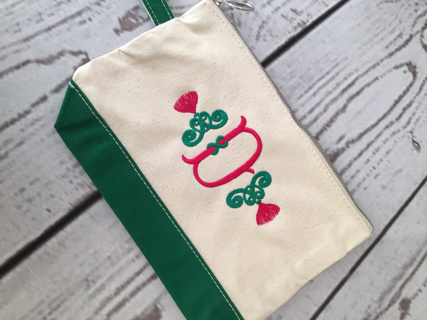 Monogrammed Tassel Canvas Cosmetic Bag, Clutch, graduation gift
