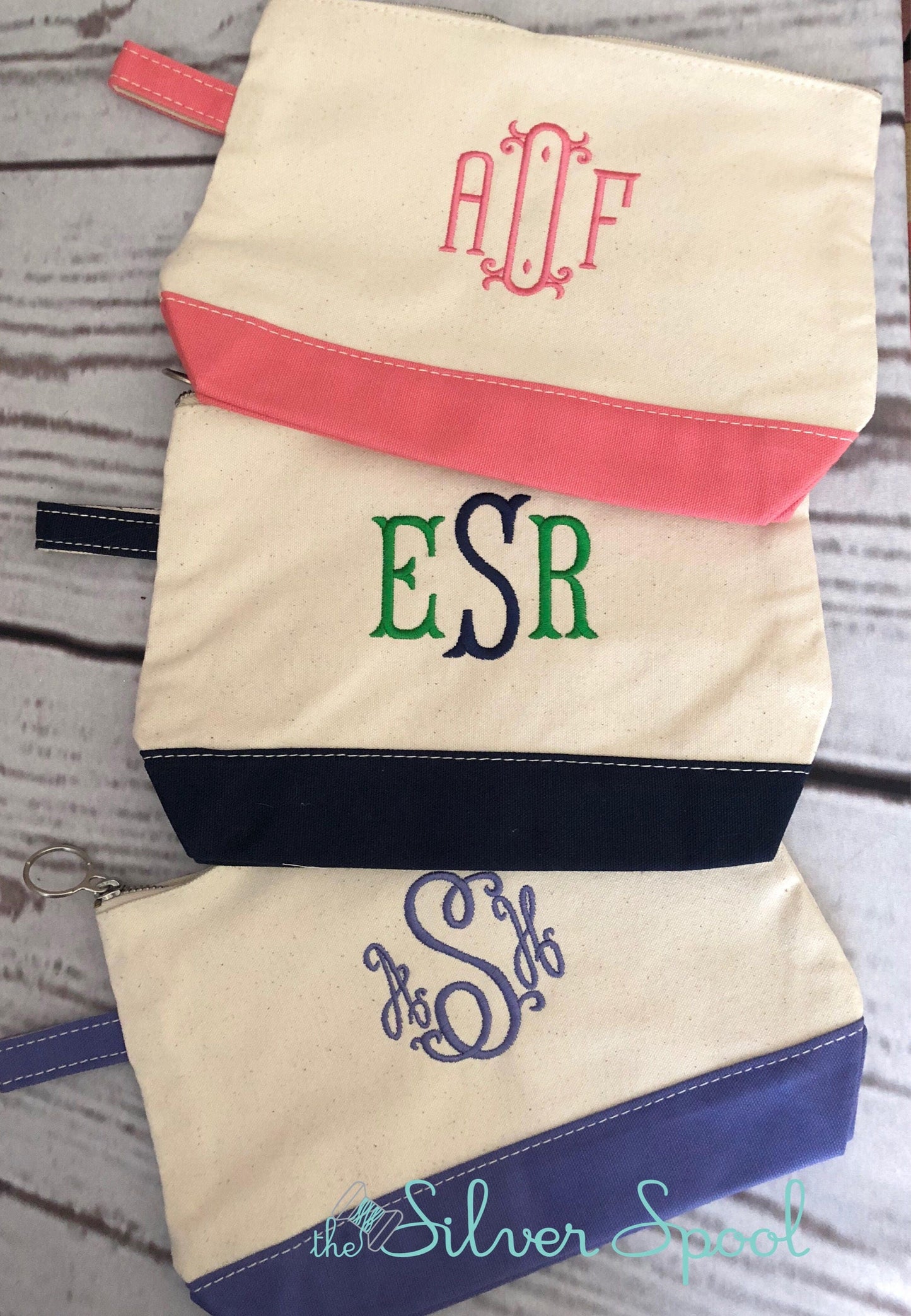 Monogrammed Canvas Cosmetic Bag, Make Up Bag, Clutch, graduation gift