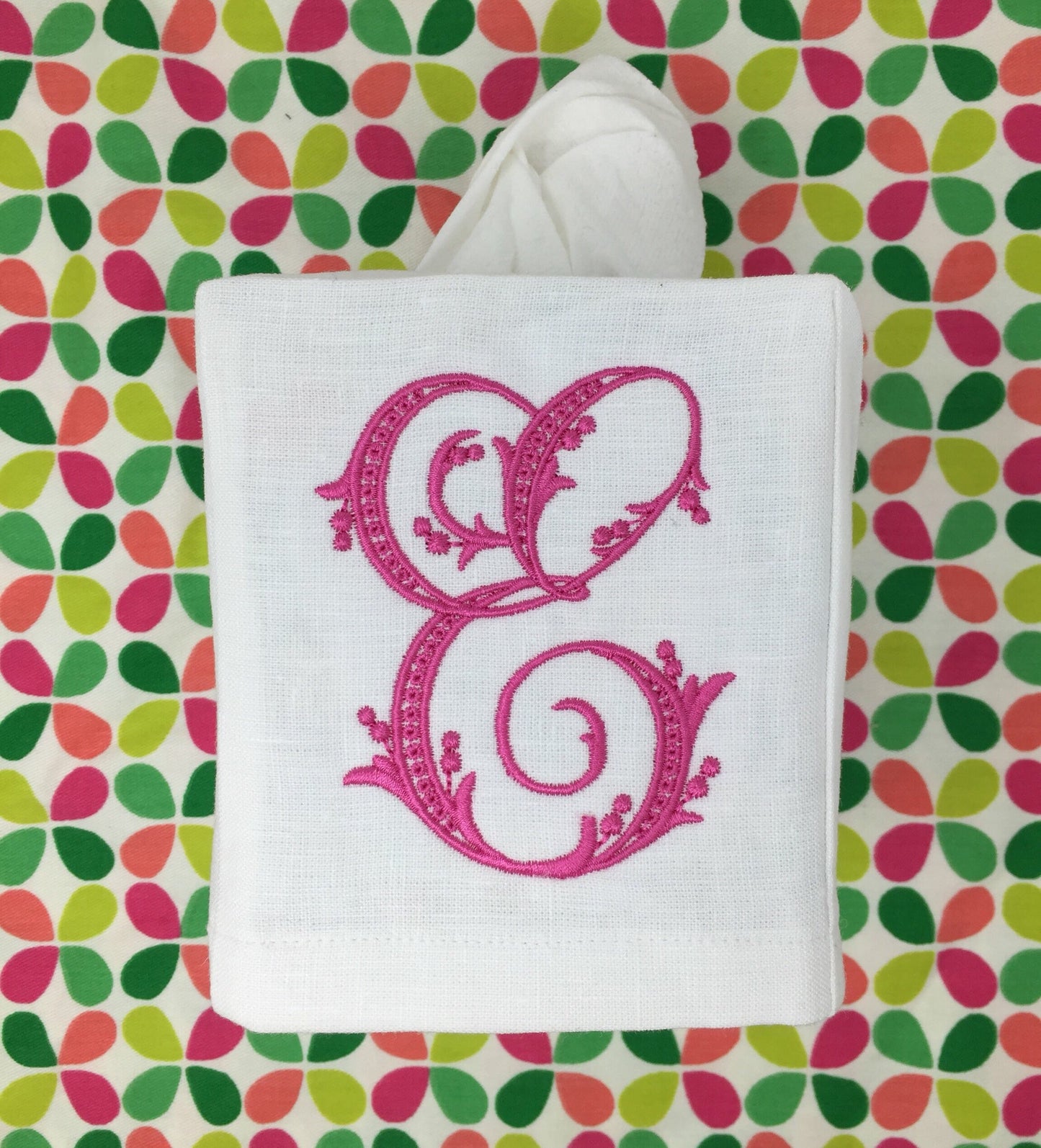 Monogrammed Tissue Box Cover-Flourish Initial, monogrammed gift-personalized gift-hostess gift