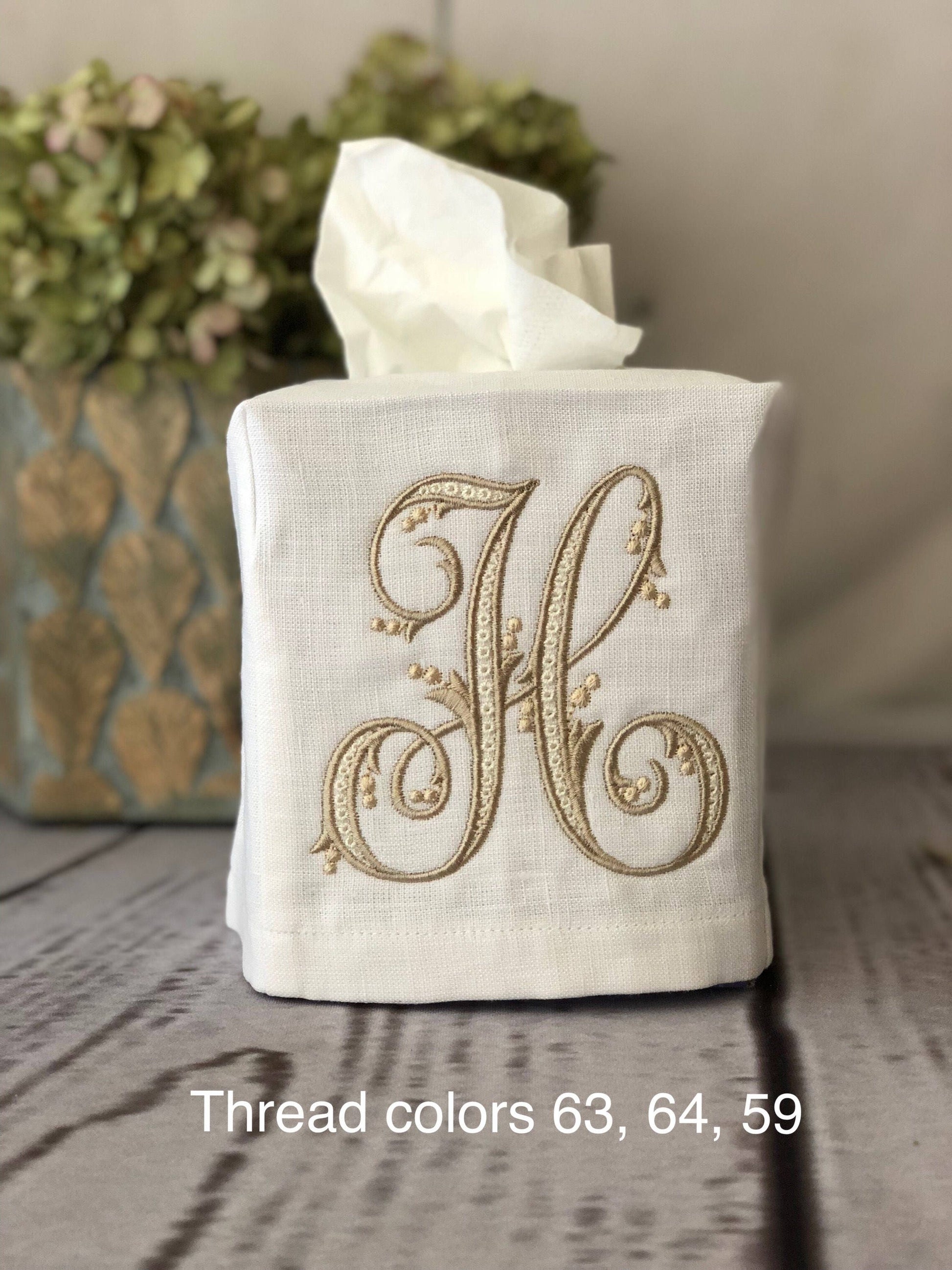 Monogrammed Tissue Box Cover-Flourish Initial, monogrammed gift-personalized gift-hostess gift