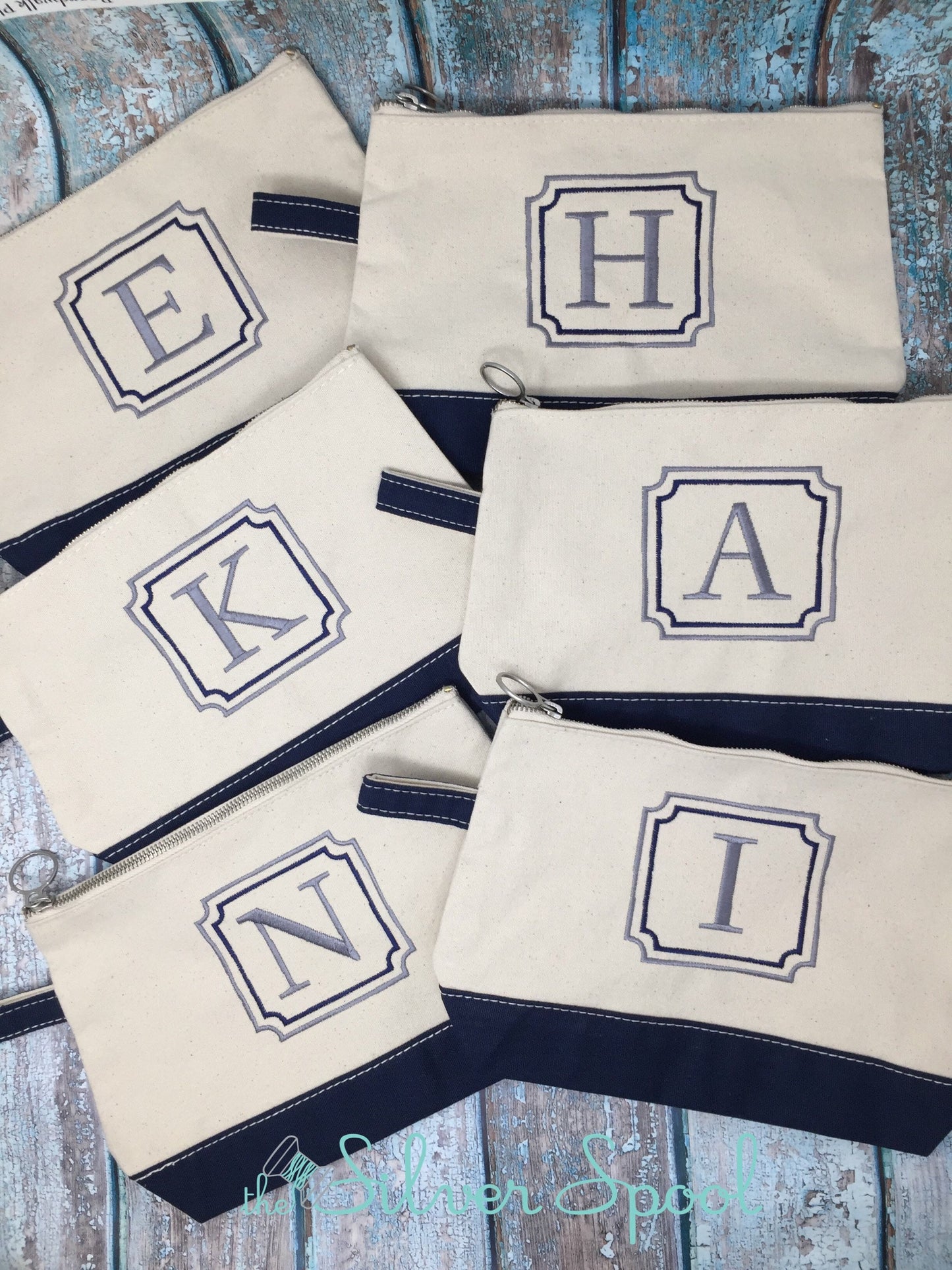 Monogrammed Canvas Cosmetic Bag, Make Up Bag, Clutch, graduation gift