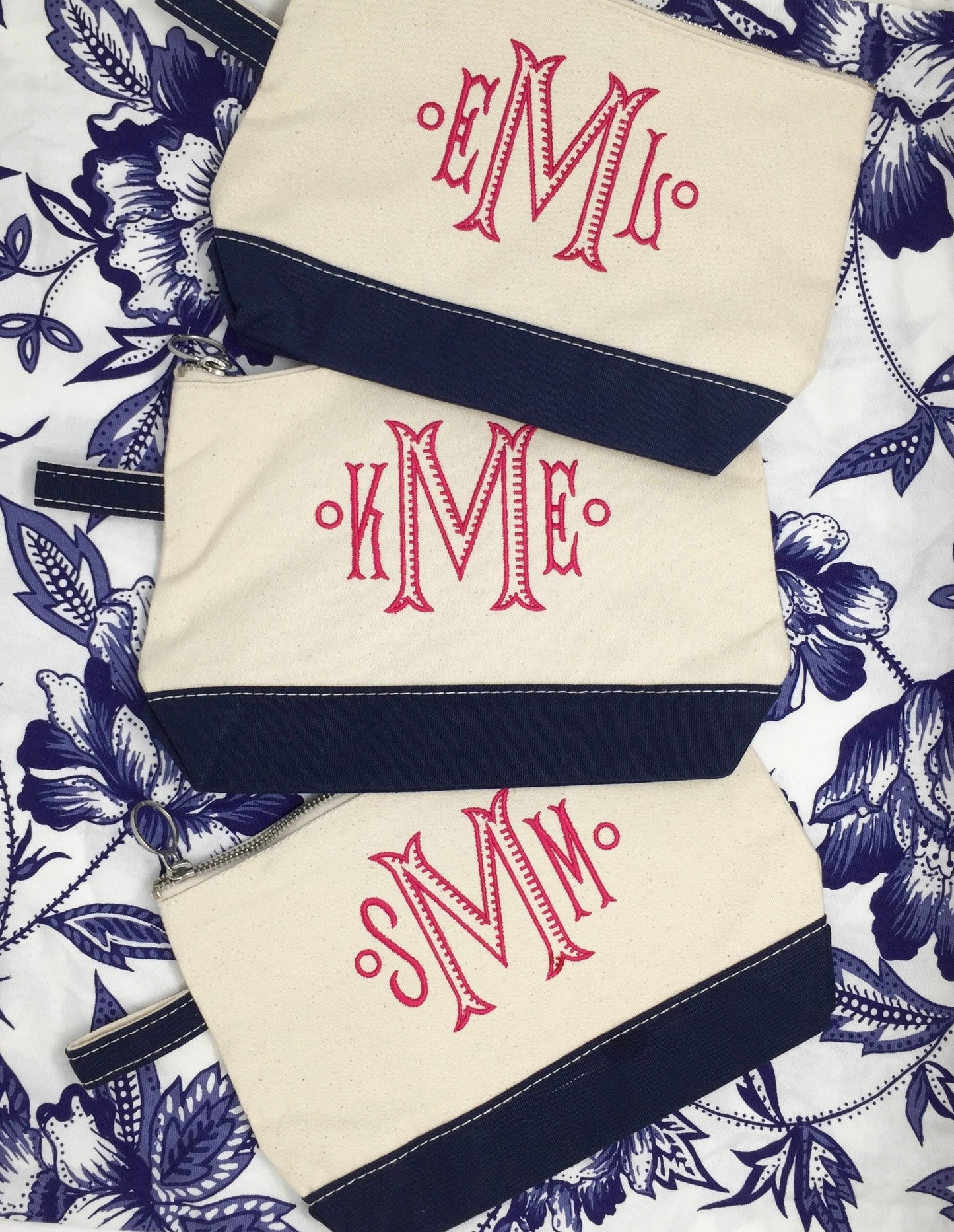 Monogrammed Canvas Cosmetic Bag, Make Up Bag, Clutch, graduation gift