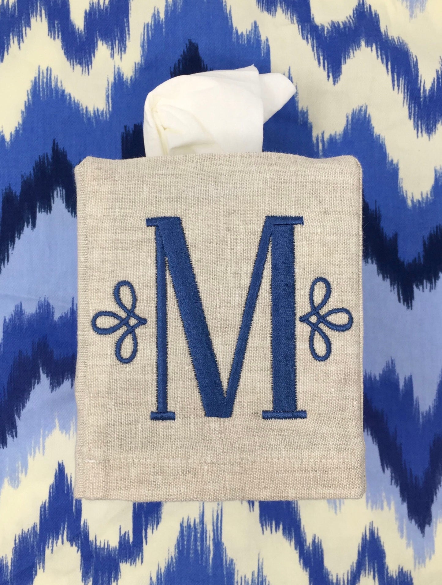 Monogrammed Tissue Box Cover Linen-Initial, monogrammed gift-personalized gift-hostess gift