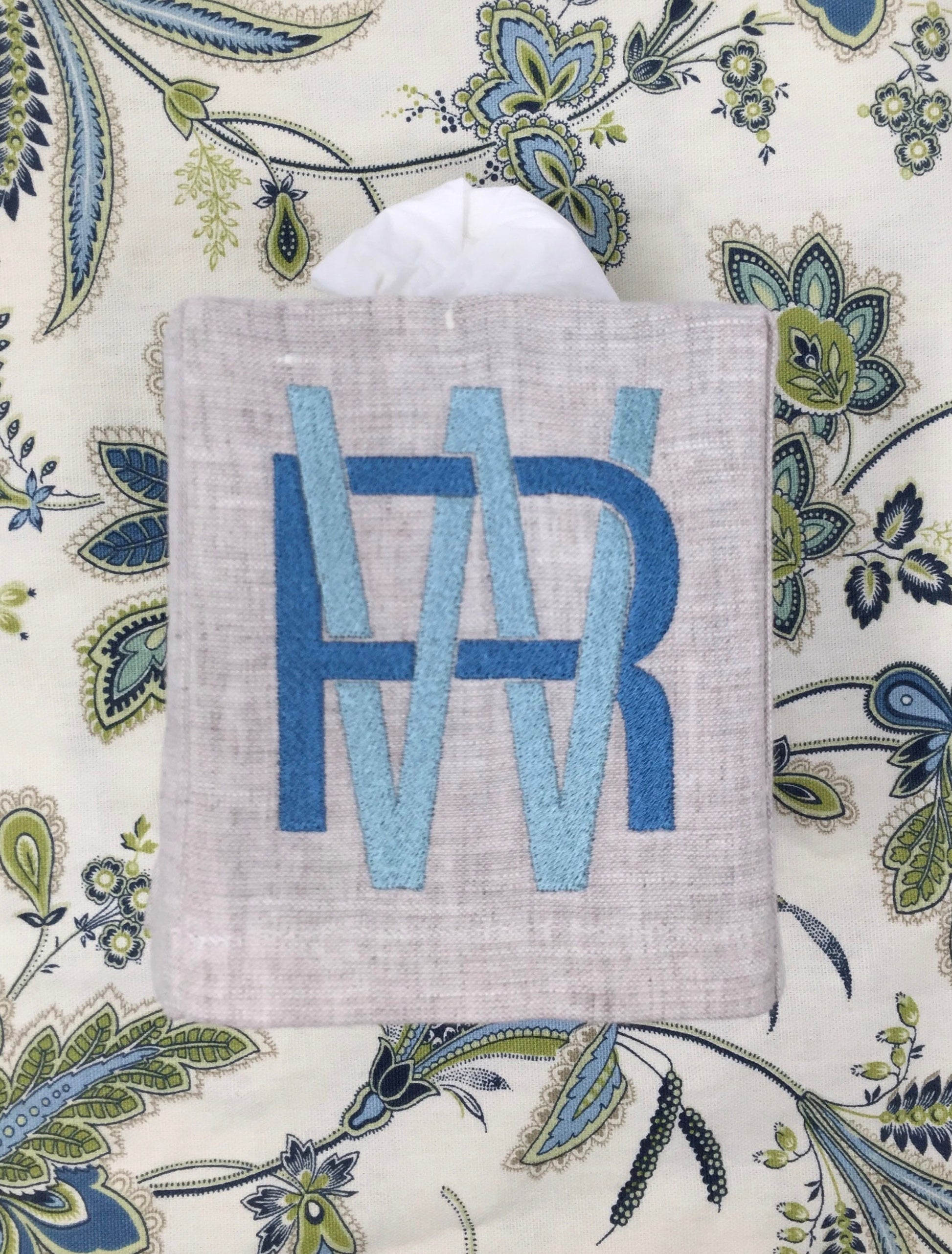 Monogrammed Tissue Box Cover- 2 Letter Modern monogram, monogrammed gift-personalized gift-hostess gift