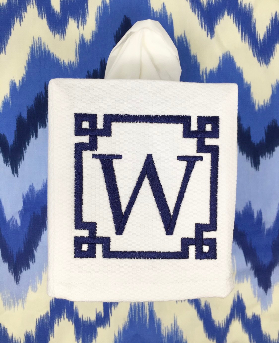 Monogrammed Tissue Box Cover-Greek Frame-monogrammed gift-personalized gift-hostess gift