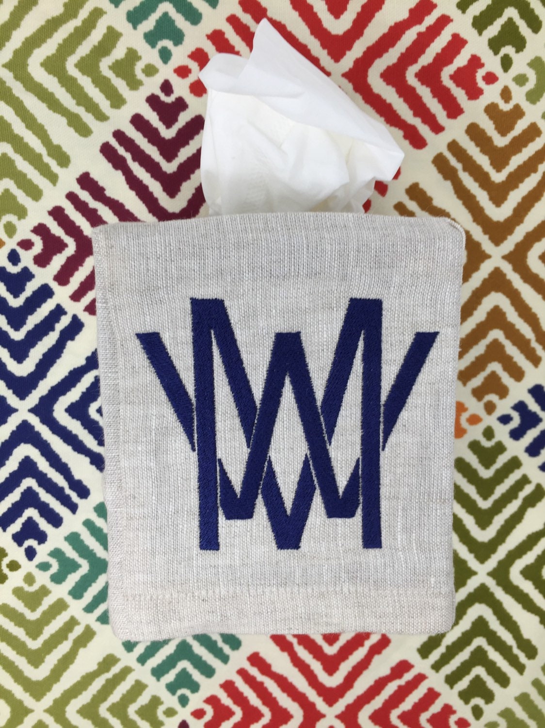 Monogrammed Tissue Box Cover- 2 Letter Modern monogram, monogrammed gift-personalized gift-hostess gift