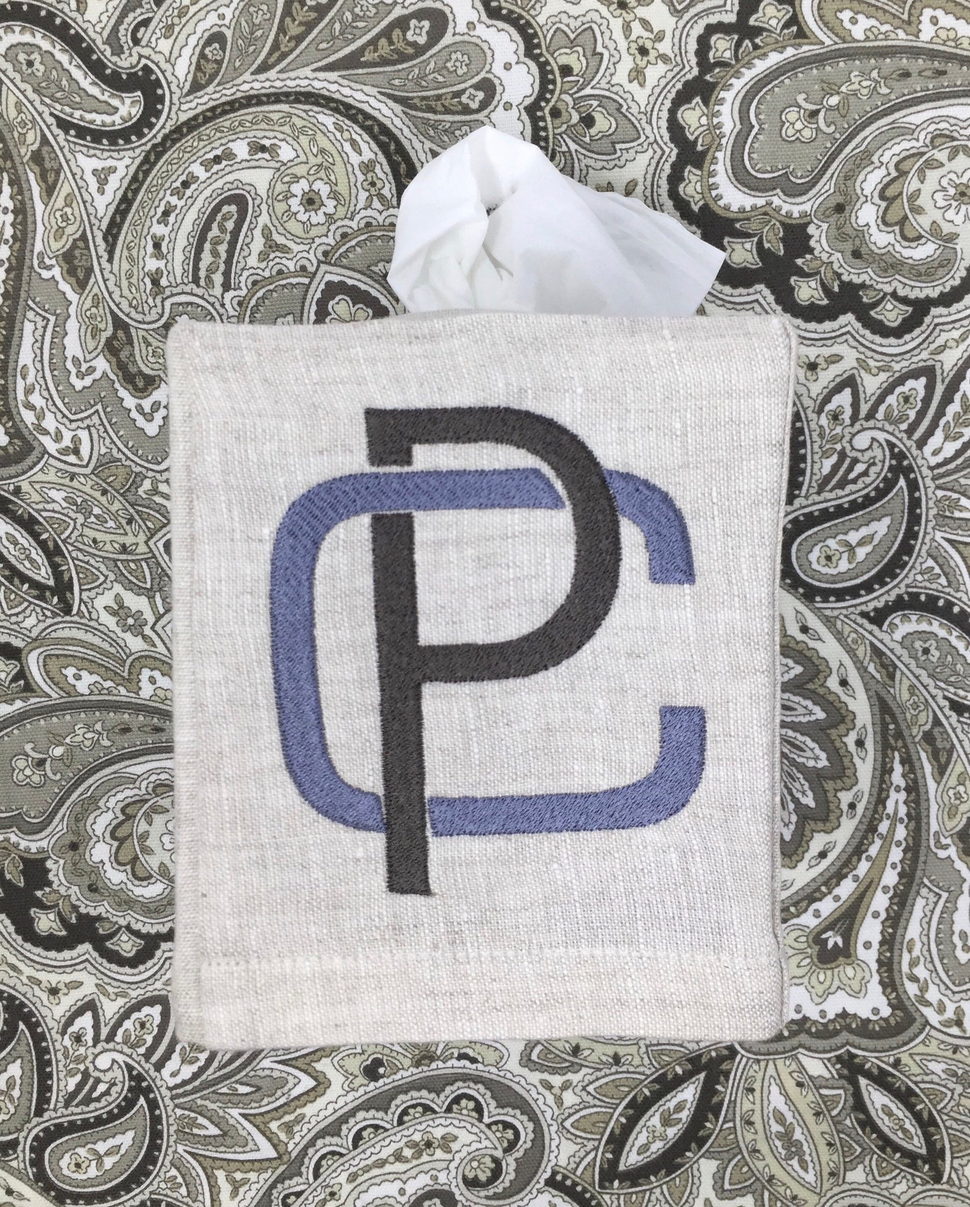 Monogrammed Tissue Box Cover- 2 Letter Modern monogram, monogrammed gift-personalized gift-hostess gift