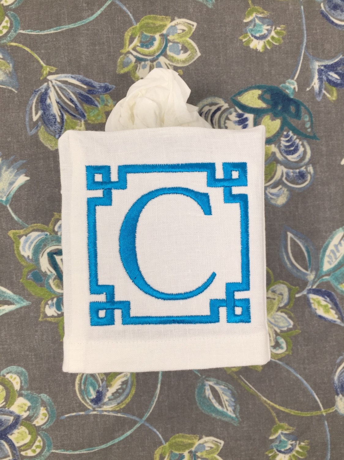 Monogrammed Tissue Box Cover-Greek Frame-monogrammed gift-personalized gift-hostess gift