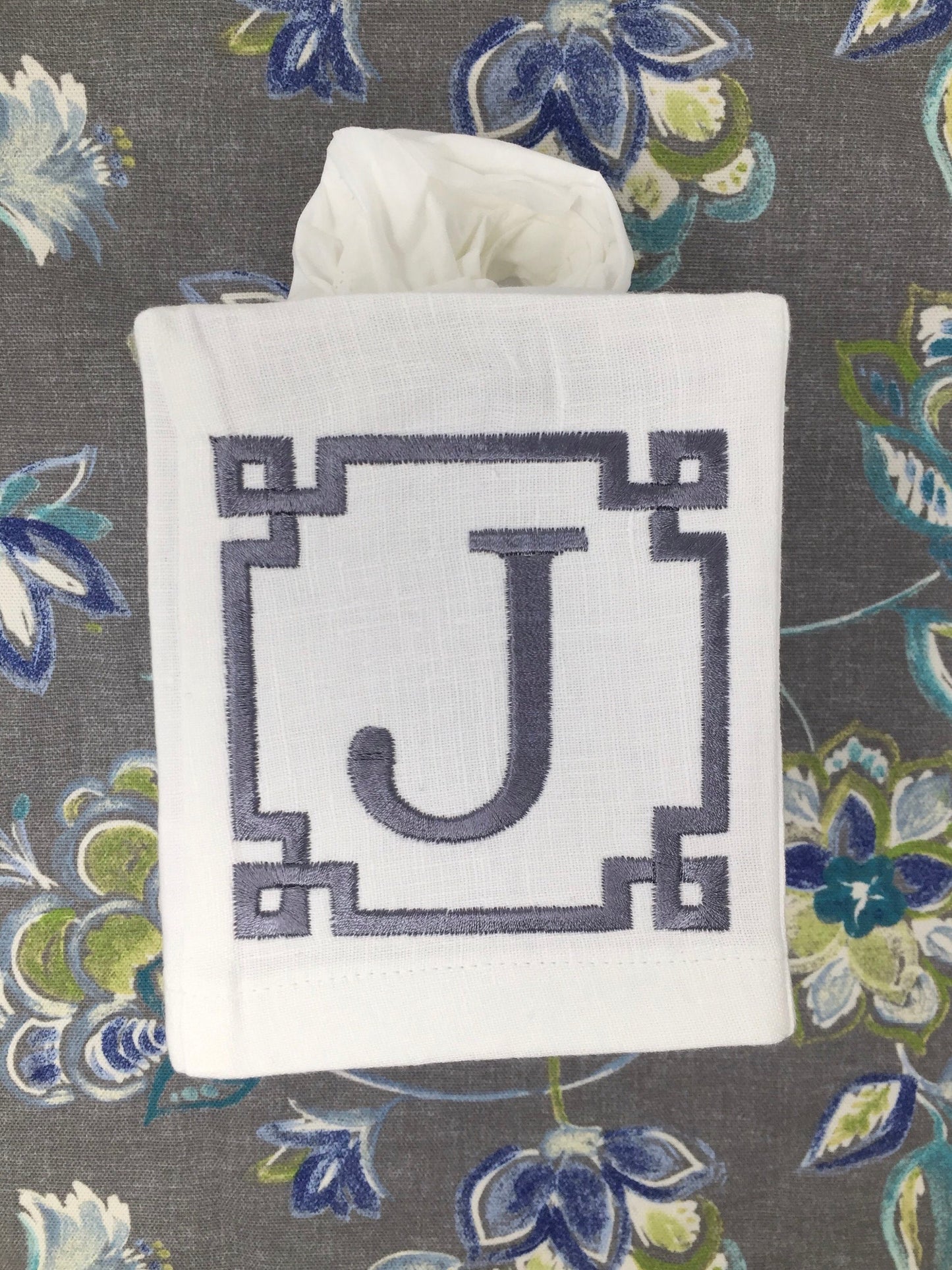 Monogrammed Tissue Box Cover-Greek Frame-monogrammed gift-personalized gift-hostess gift