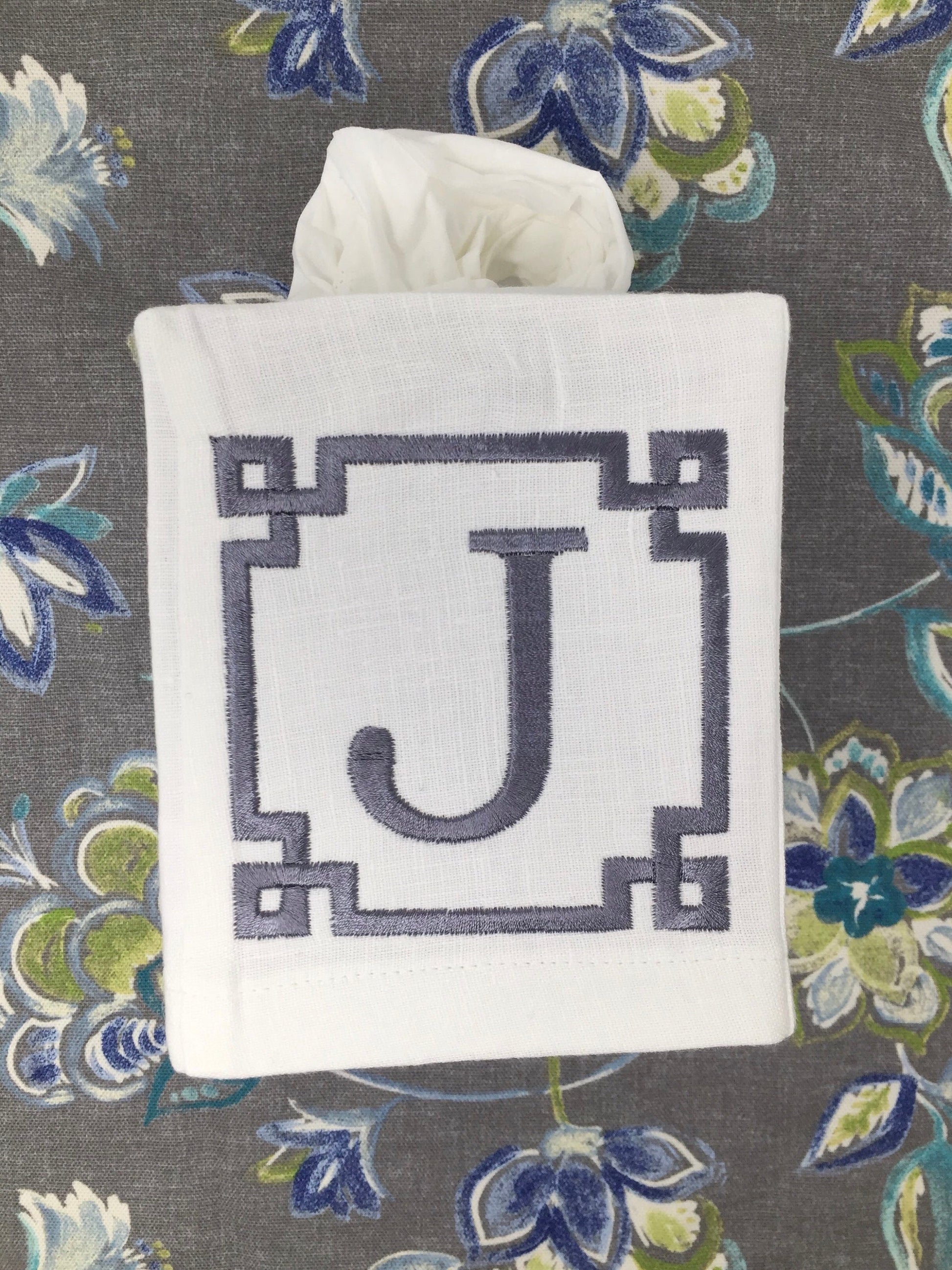 Monogrammed Tissue Box Cover-Greek Frame-monogrammed gift-personalized gift-hostess gift