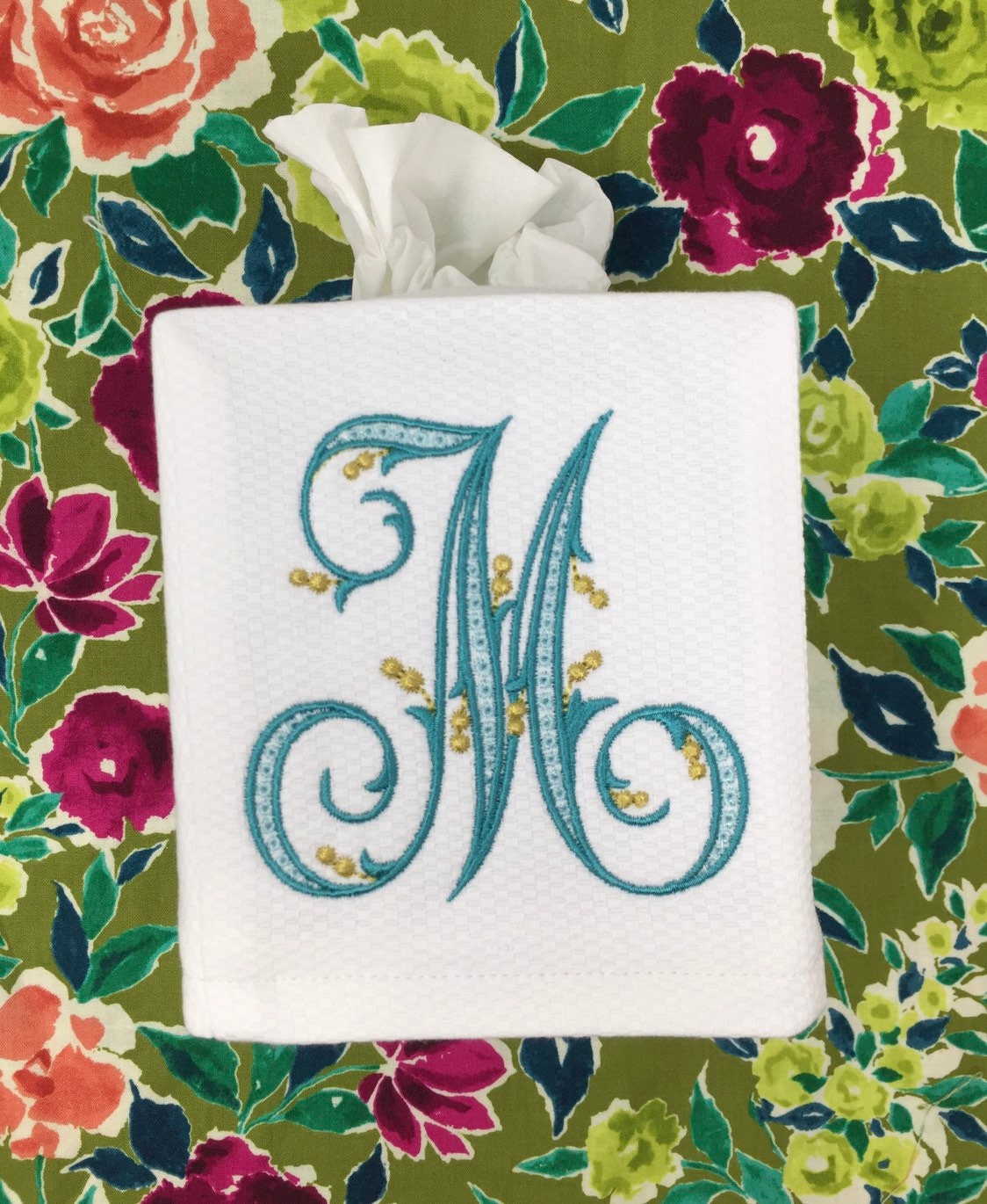 Monogrammed Tissue Box Cover-Flourish Initial, monogrammed gift-personalized gift-hostess gift