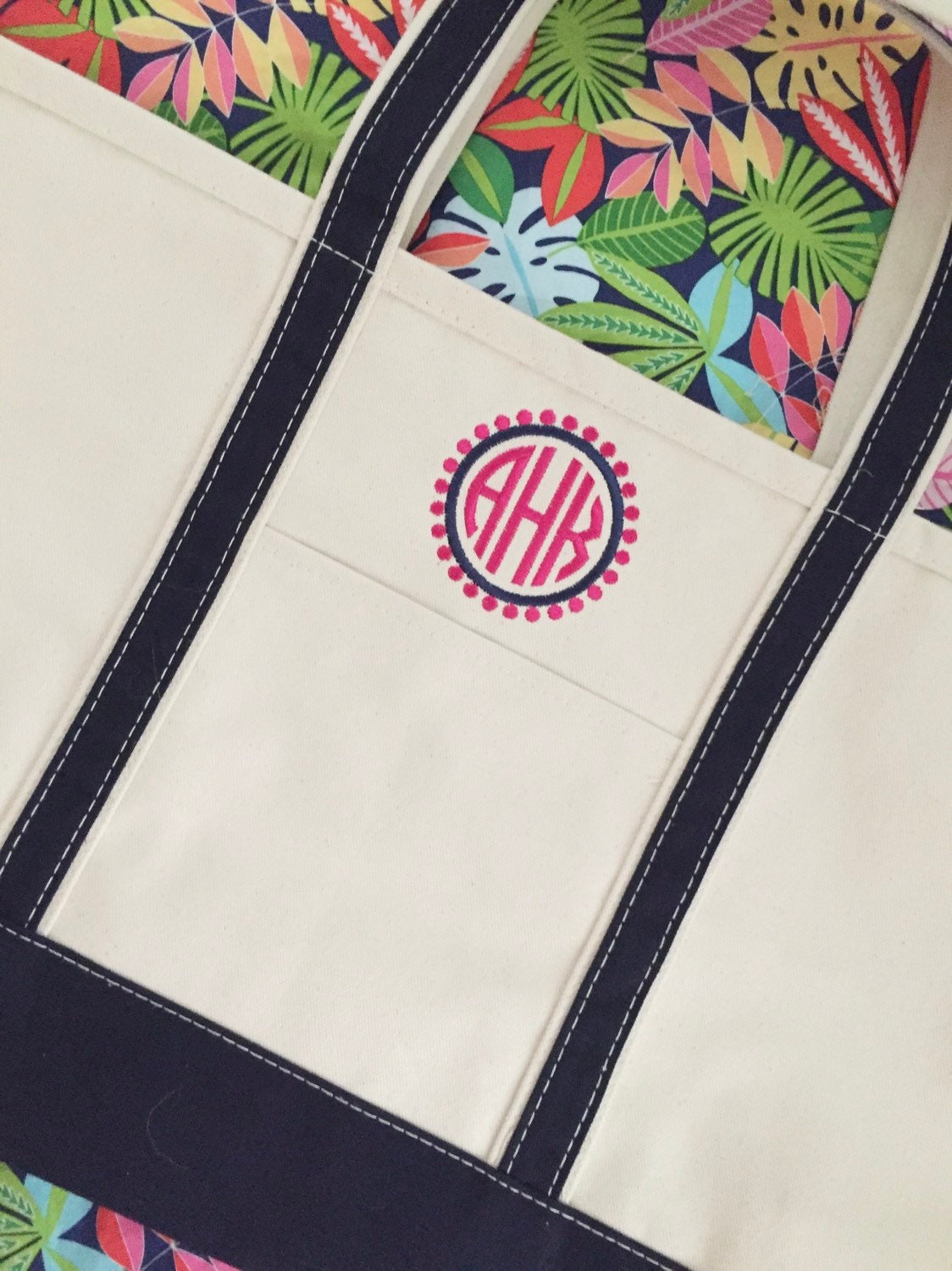 Monogrammed Canvas Tote Bag, Graduation gift, beach bag