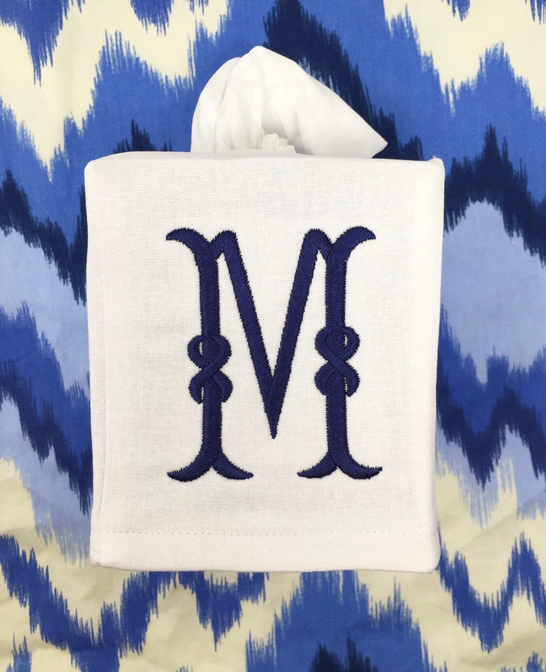 Monogrammed Tissue Box Cover-Ribbon Initial, monogrammed gift-personalized gift-hostess gift