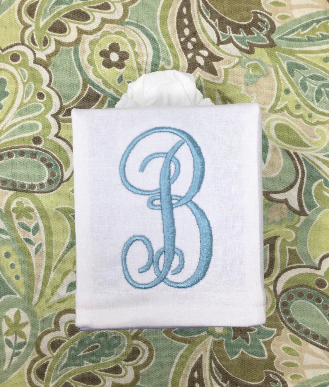 Monogrammed Tissue Box Cover, Script Initial, monogrammed gift-personalized gift-hostess gift, Christmas gift