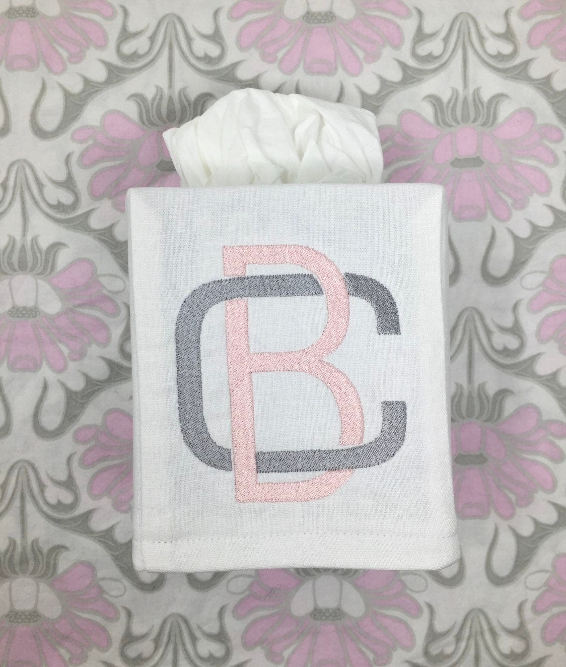 Monogrammed Tissue Box Cover- 2 Letter Modern monogram, monogrammed gift-personalized gift-hostess gift