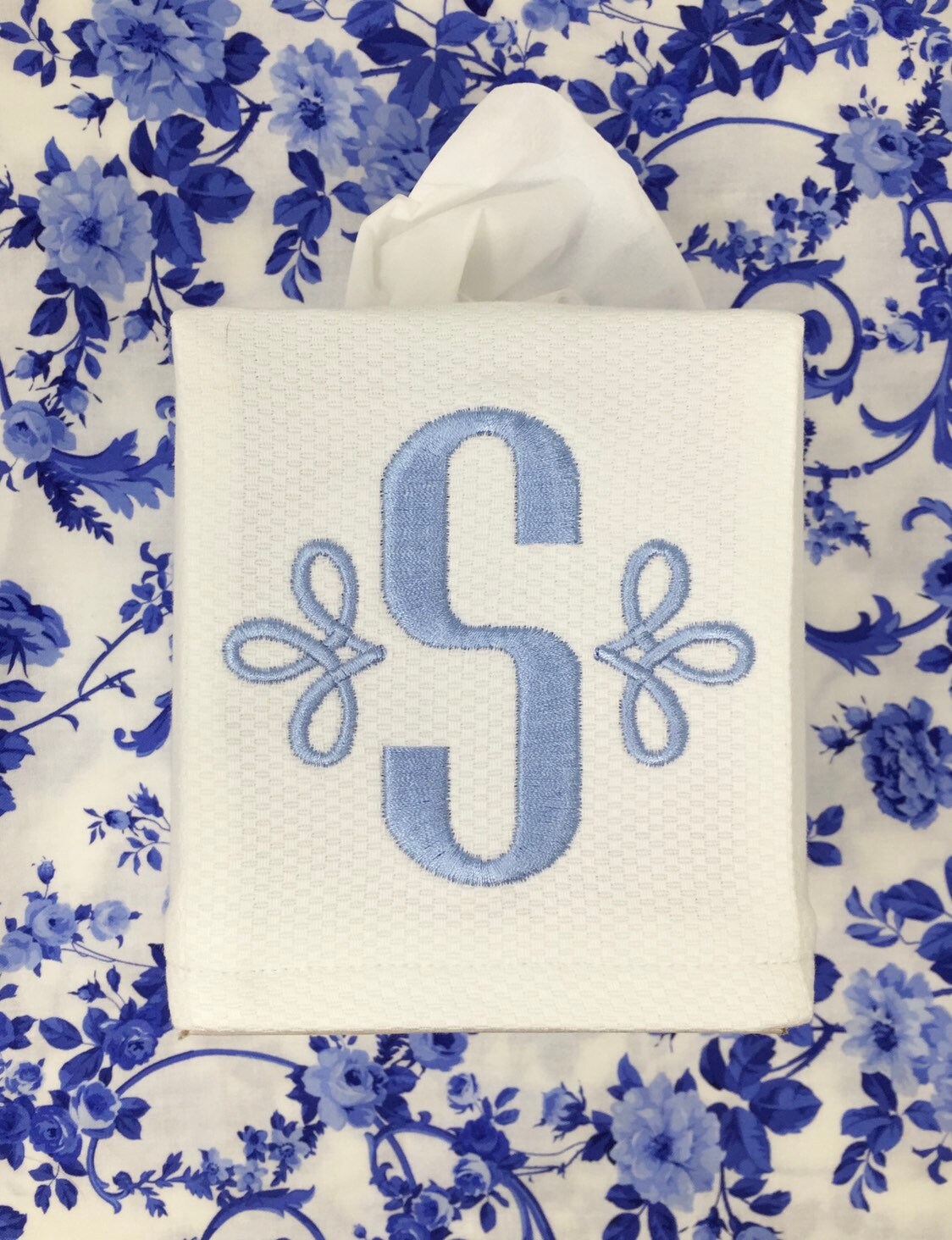 Monogrammed Tissue Box Cover Linen-Initial, monogrammed gift-personalized gift-hostess gift