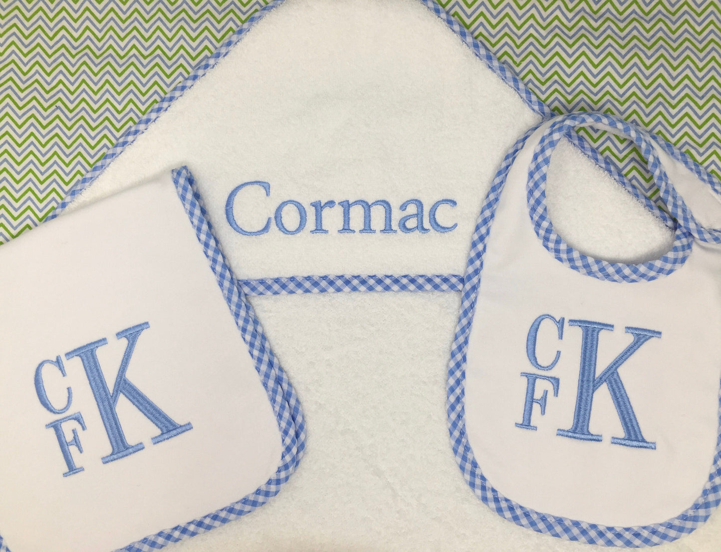 Monogrammed Towel, Bib, Burp Cloth set-monogrammed baby gift, baby shower gift