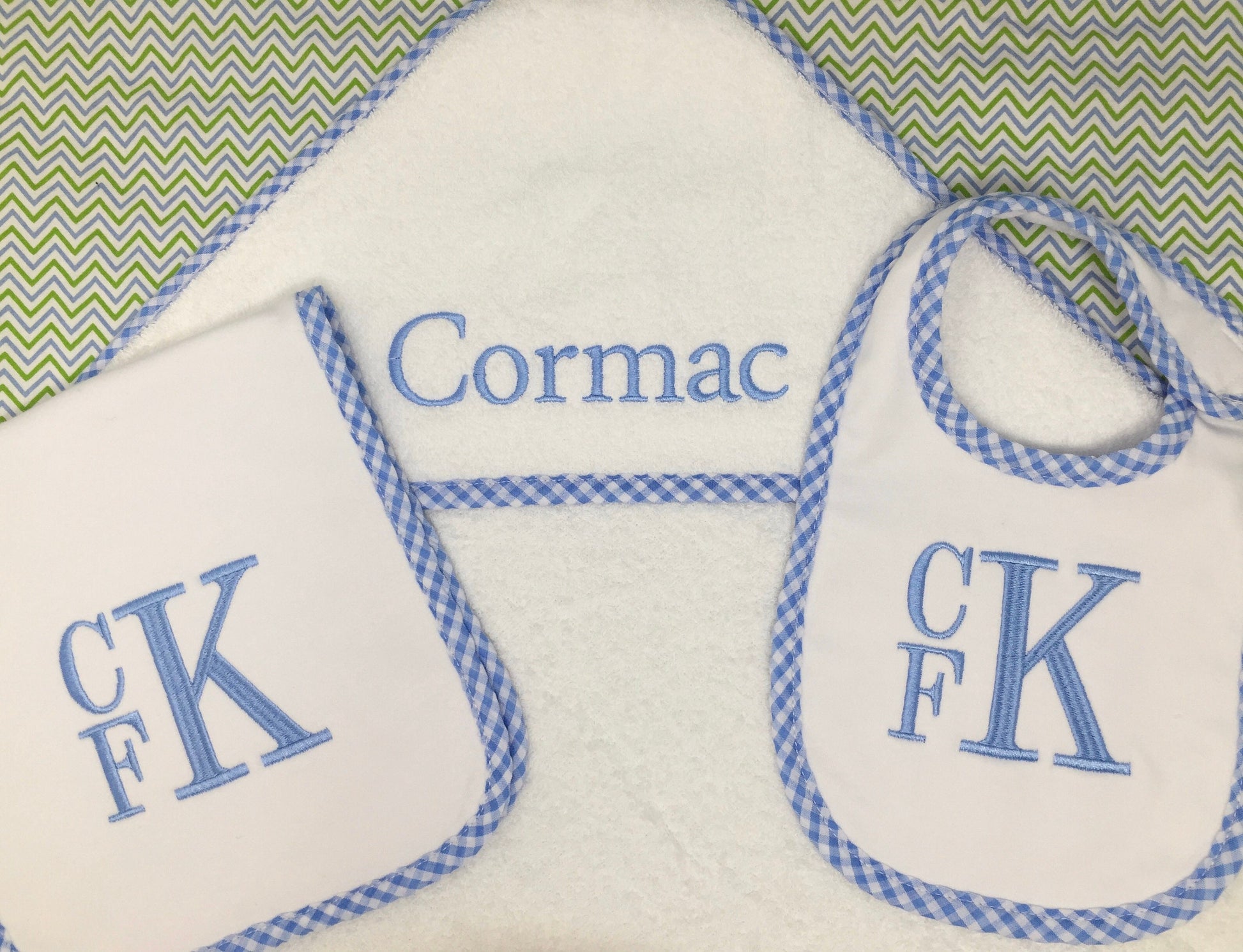 Monogrammed Towel, Bib, Burp Cloth set-monogrammed baby gift, baby shower gift
