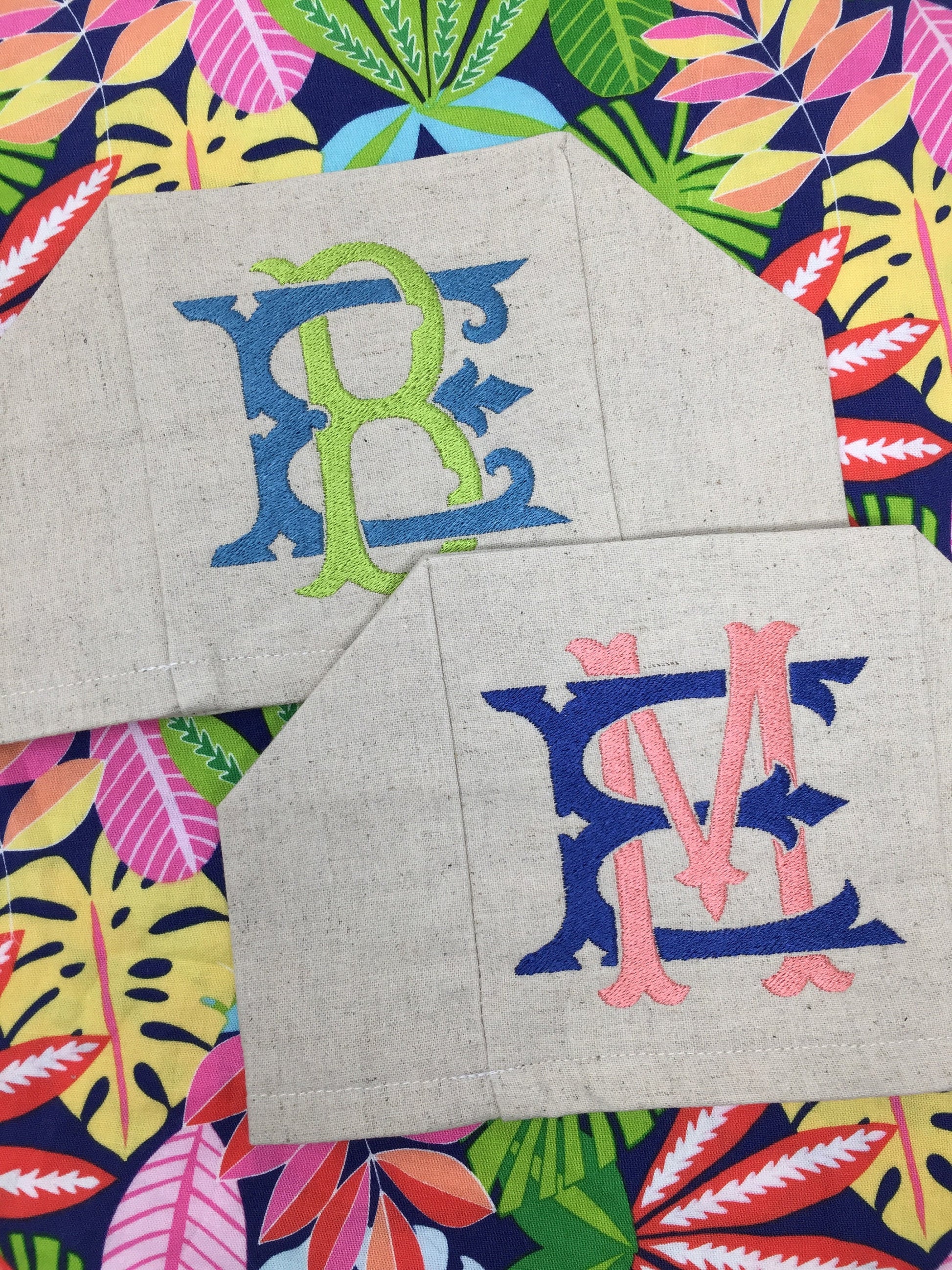 Monogrammed Tissue Box Cover- 2 Letter Heirloom monogram, monogrammed gift-personalized gift-hostess gift