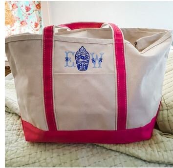 Personalized Ginger Jar Canvas Tote Bag, Monogrammed Tote