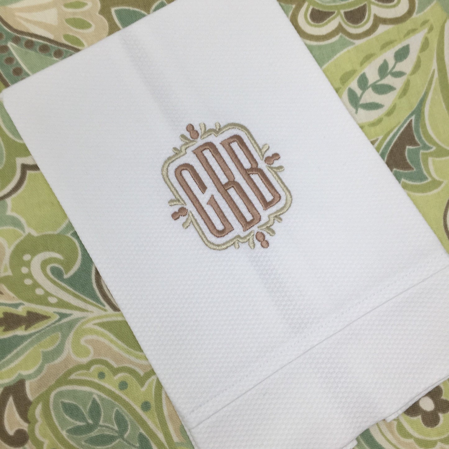 Monogrammed Cotton Pique Tea Towel, Wesley Monogram, Hostess Gift, monogrammed linens, personalized gift