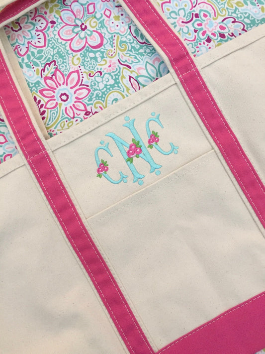 Monogrammed  Canvas Tote Bag, Rosie Monogram, Shower Gift, Graduation gift, beach bag