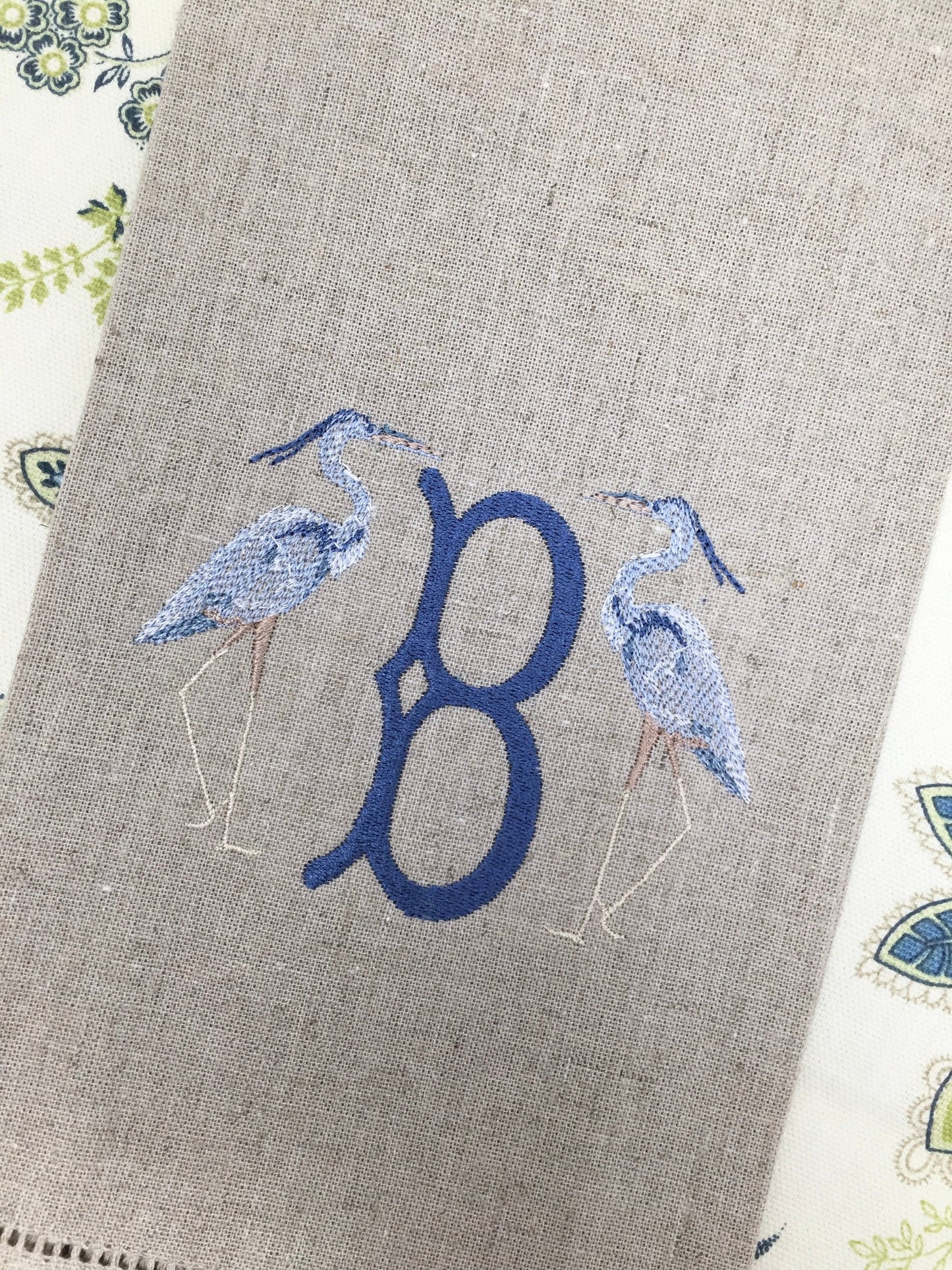 Monogrammed  Tea Towel, Heron Initial, Hostess Gift, monogrammed linens, personalized gift