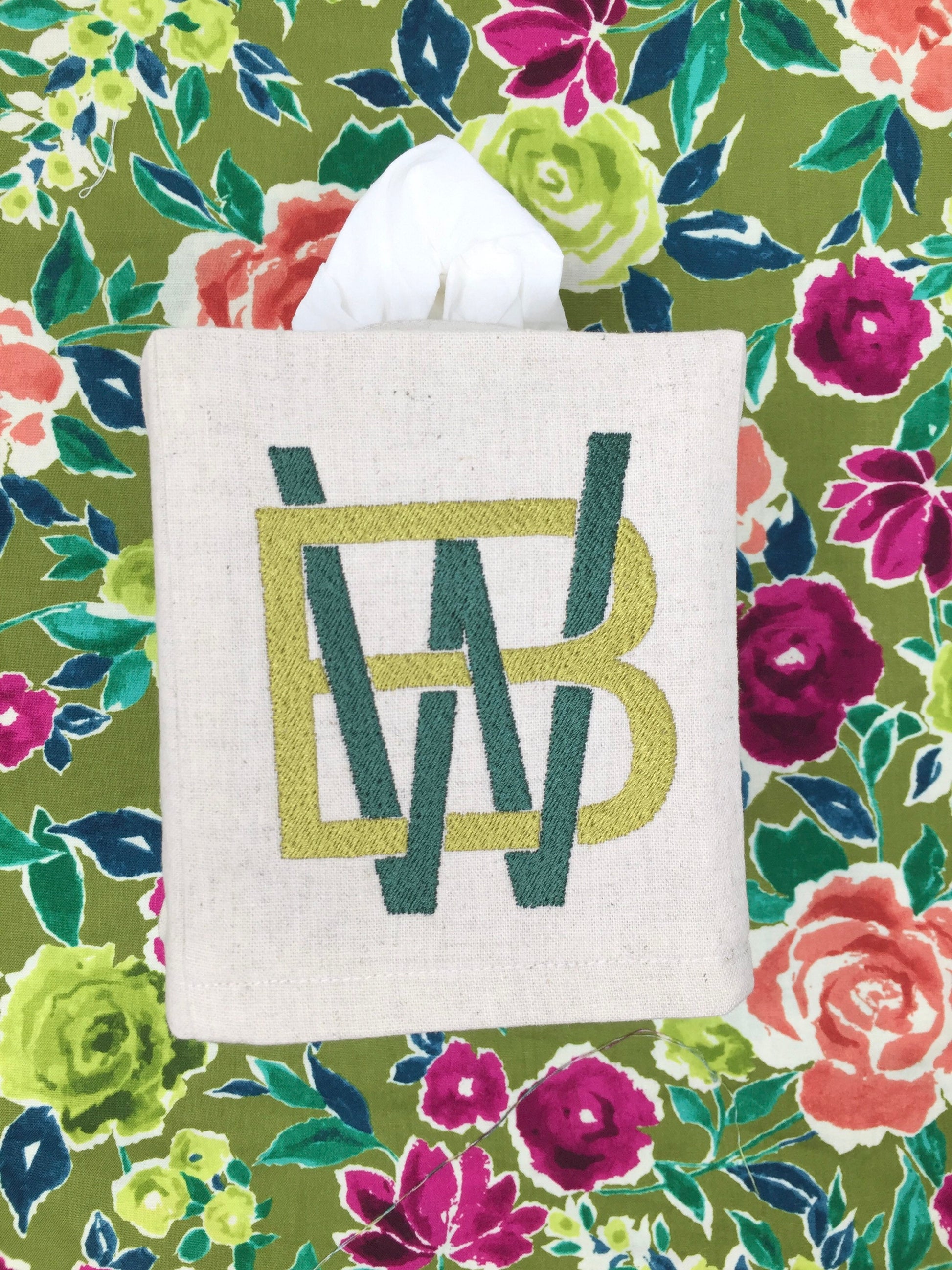 Monogrammed Tissue Box Cover- 2 Letter Modern monogram, monogrammed gift-personalized gift-hostess gift