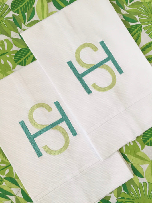 Monogrammed Tea Towel, Modern Double Initial