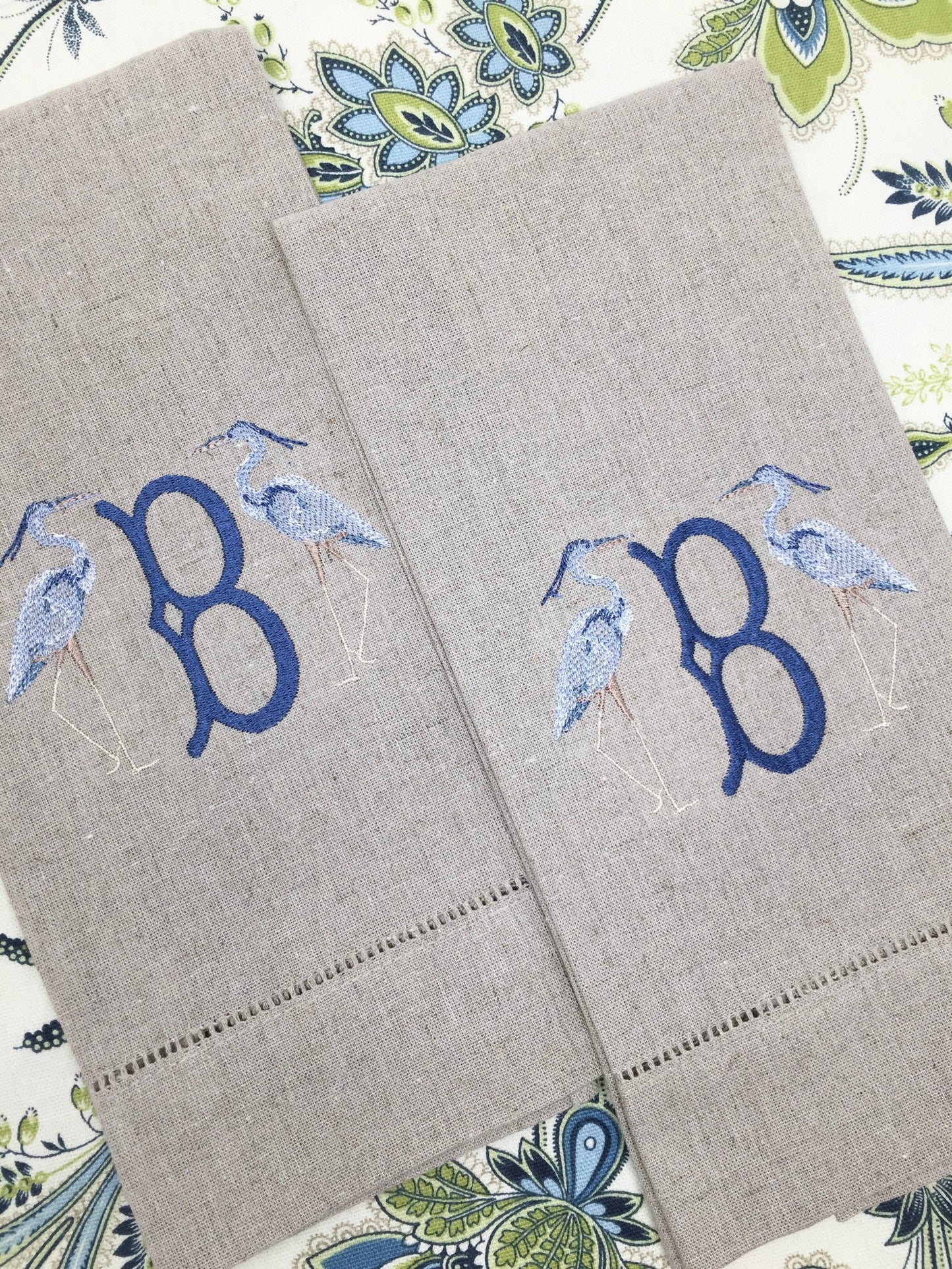 Monogrammed Tissue Box Cover Linen, Heron Initial-monogrammed gift-personalized gift-hostess gift