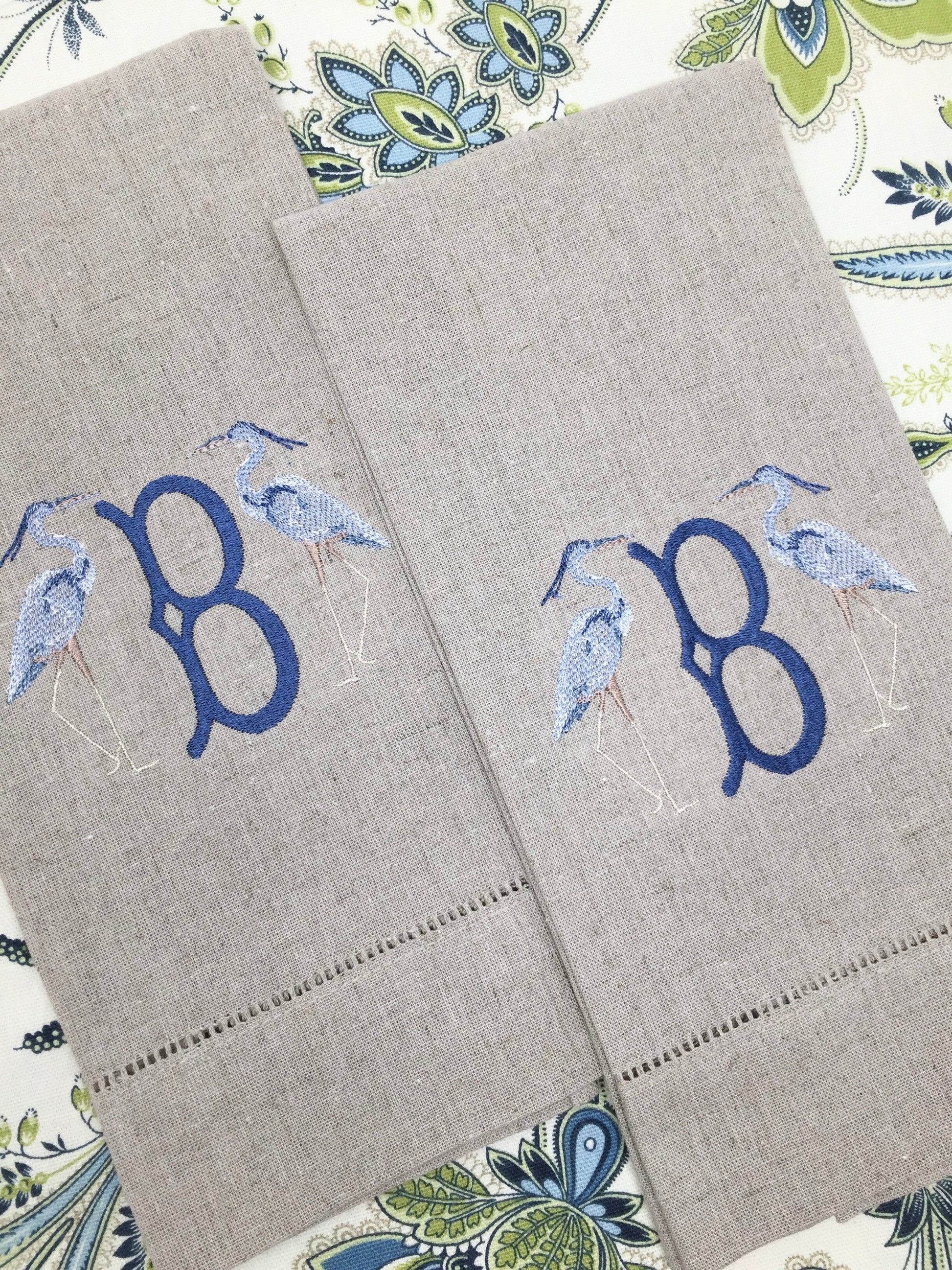 Monogrammed Tissue Box Cover Linen, Heron Initial-monogrammed gift-personalized gift-hostess gift