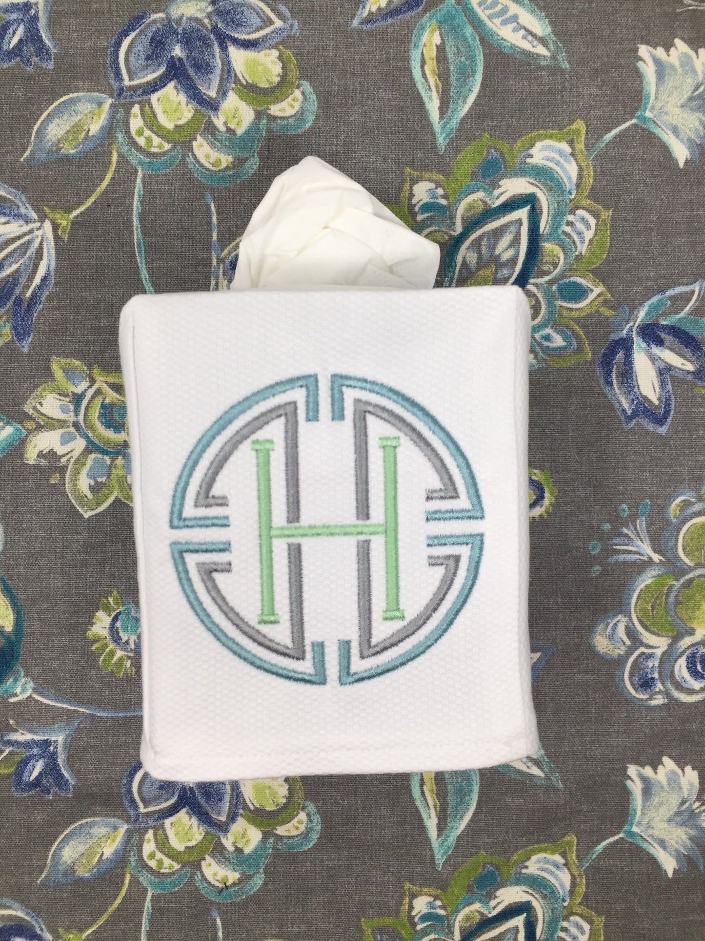 Monogrammed Tissue Box Cover, Medallion Initial-monogrammed gift-personalized gift-hostess gift