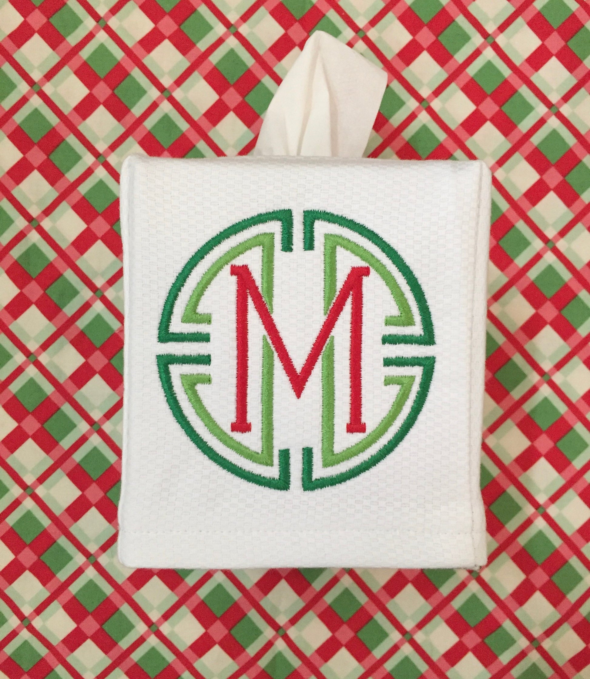 Monogrammed Tissue Box Cover, Medallion Initial-monogrammed gift-personalized gift-hostess gift