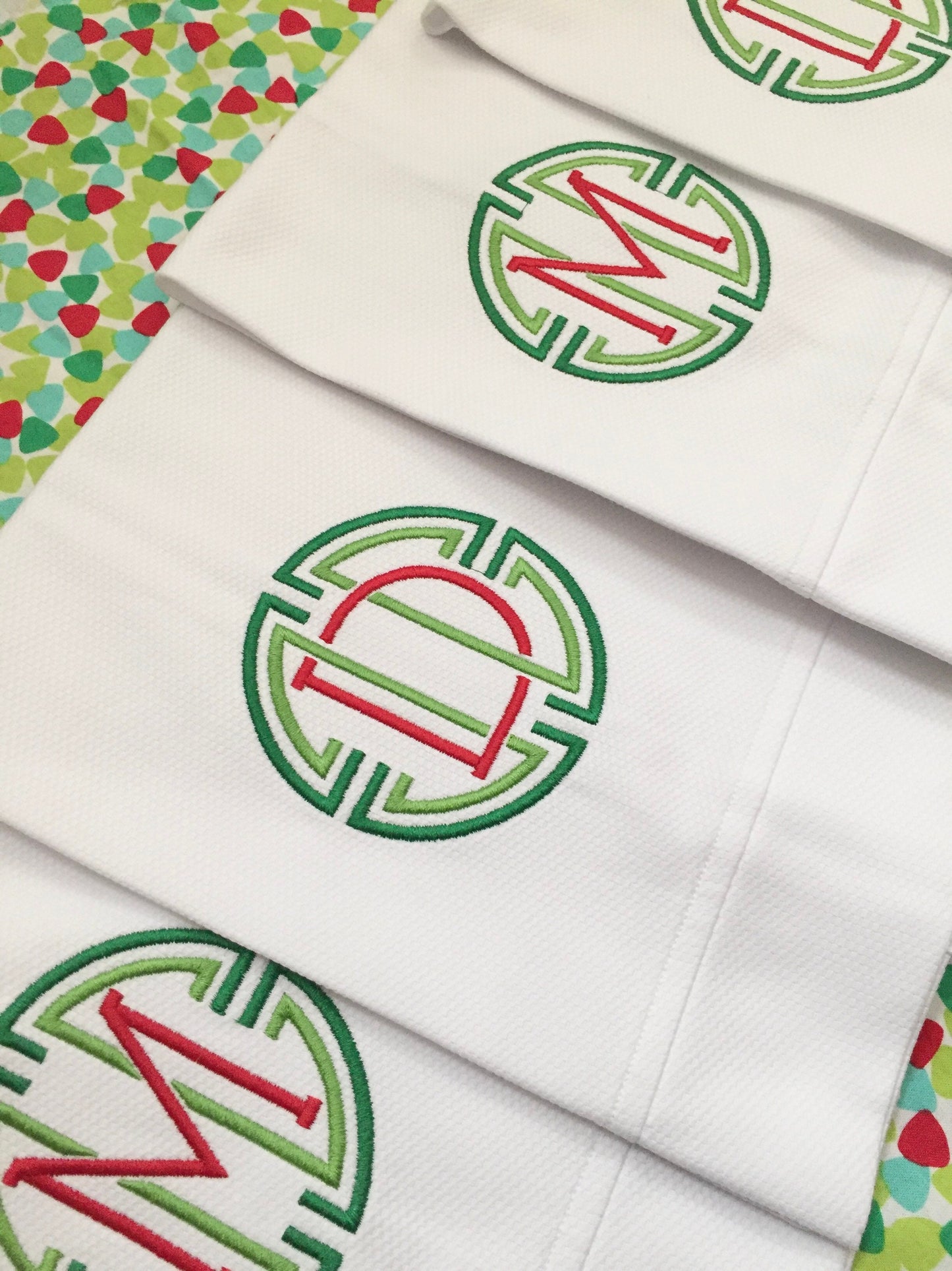 Monogrammed Cotton Pique Tea Towel, Medallion initial-Hostess Gift, monogrammed linens, personalized gift