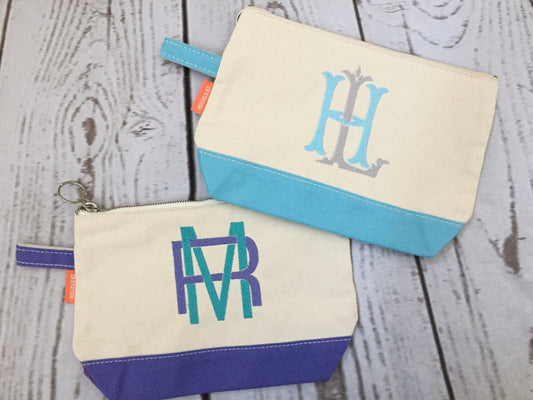 Personalized Canvas Cosmetic Bag with Double Initial