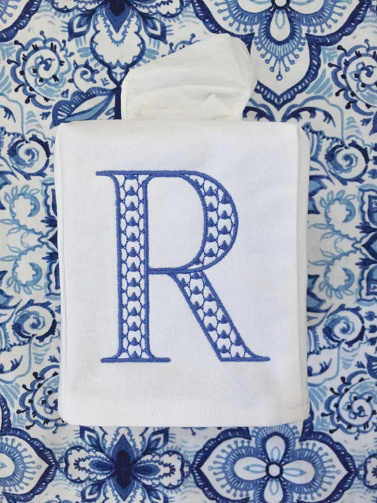 Monogrammed Tissue Box Cover-Adorn Initial