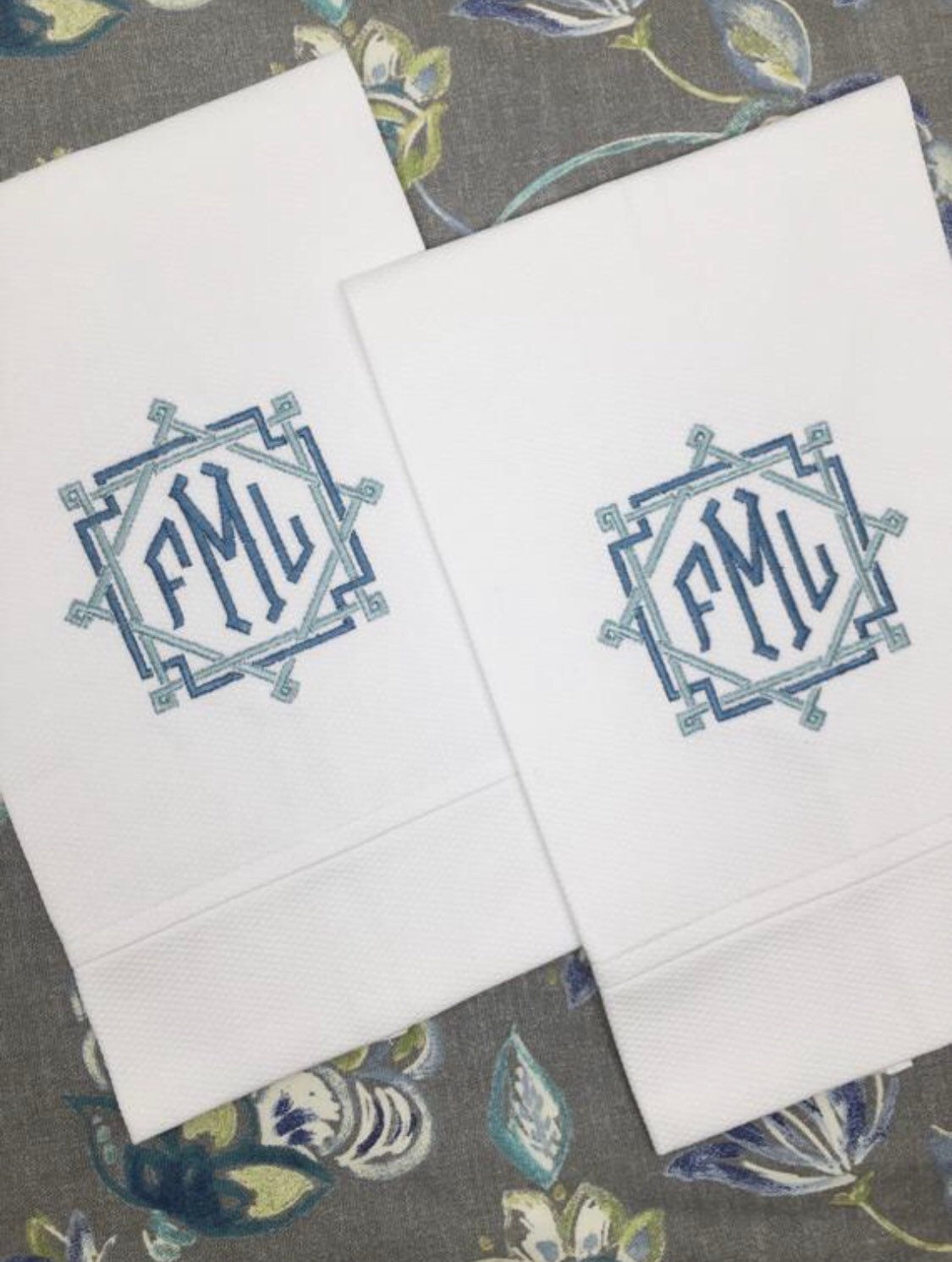 Monogrammed Cotton Pique Tea Towel, Rattan Monogram, Hostess Gift, monogrammed linens, personalized gift