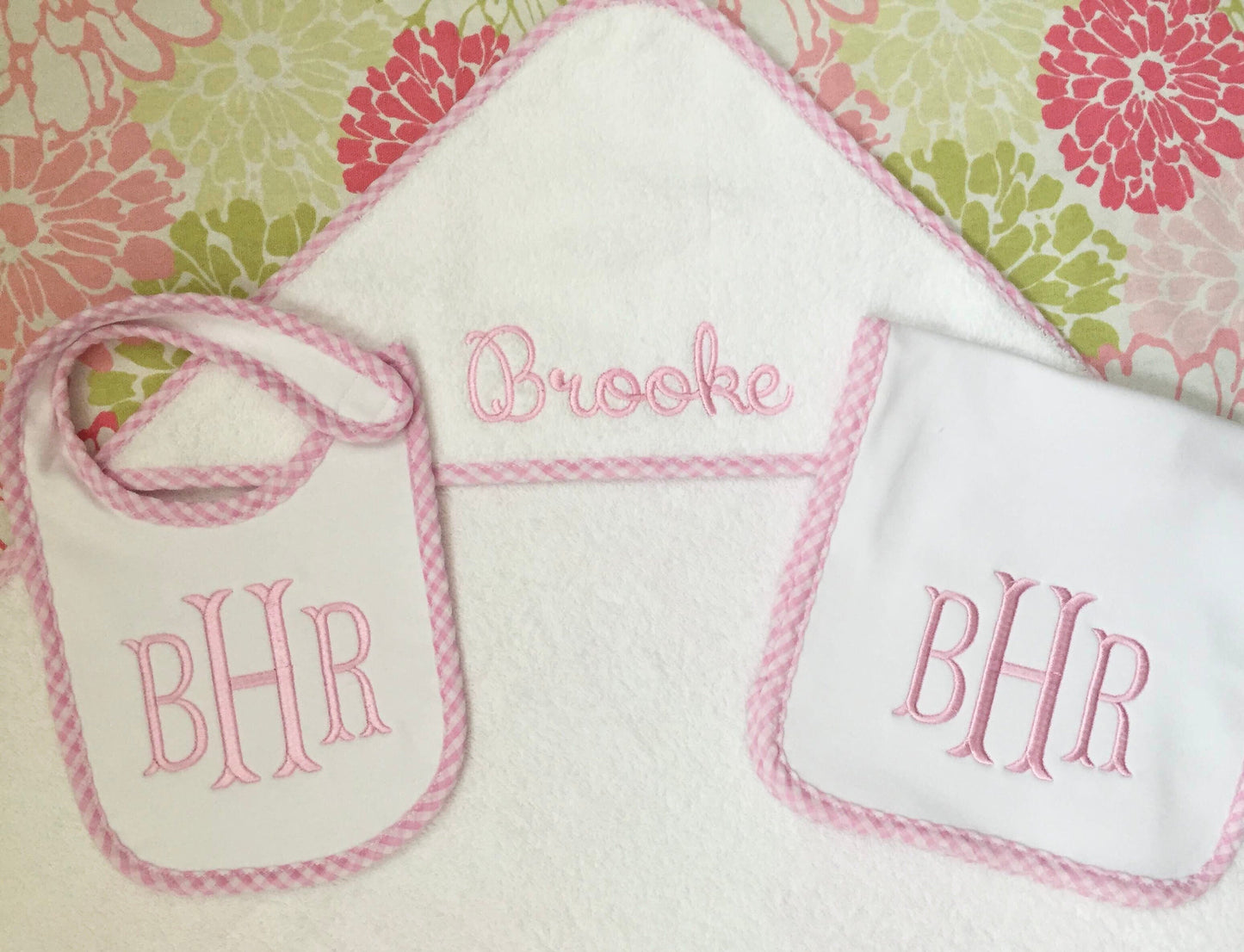 Monogrammed Towel, Bib, Burp Cloth set-monogrammed baby gift, baby shower gift