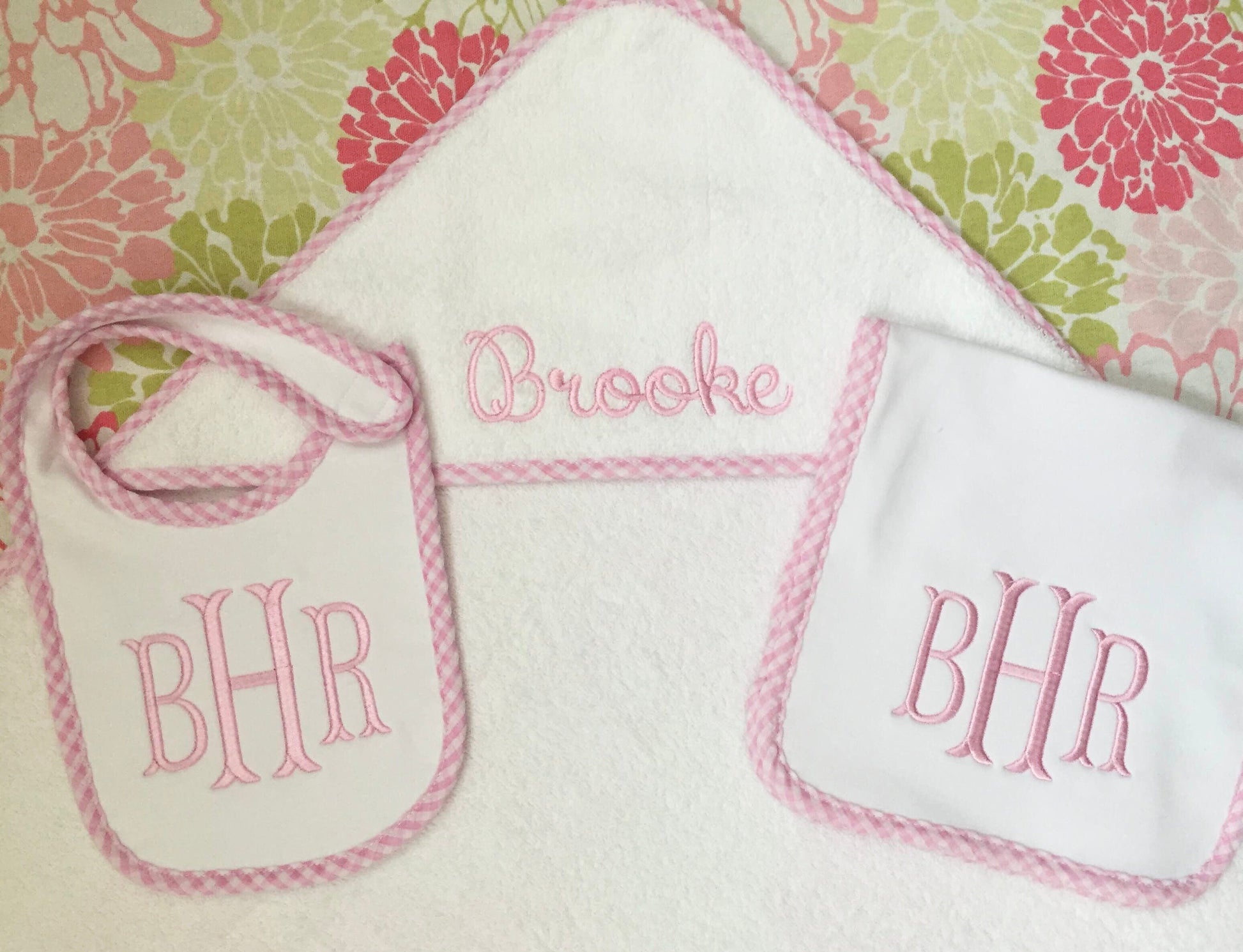 Monogrammed Towel, Bib, Burp Cloth set-monogrammed baby gift, baby shower gift