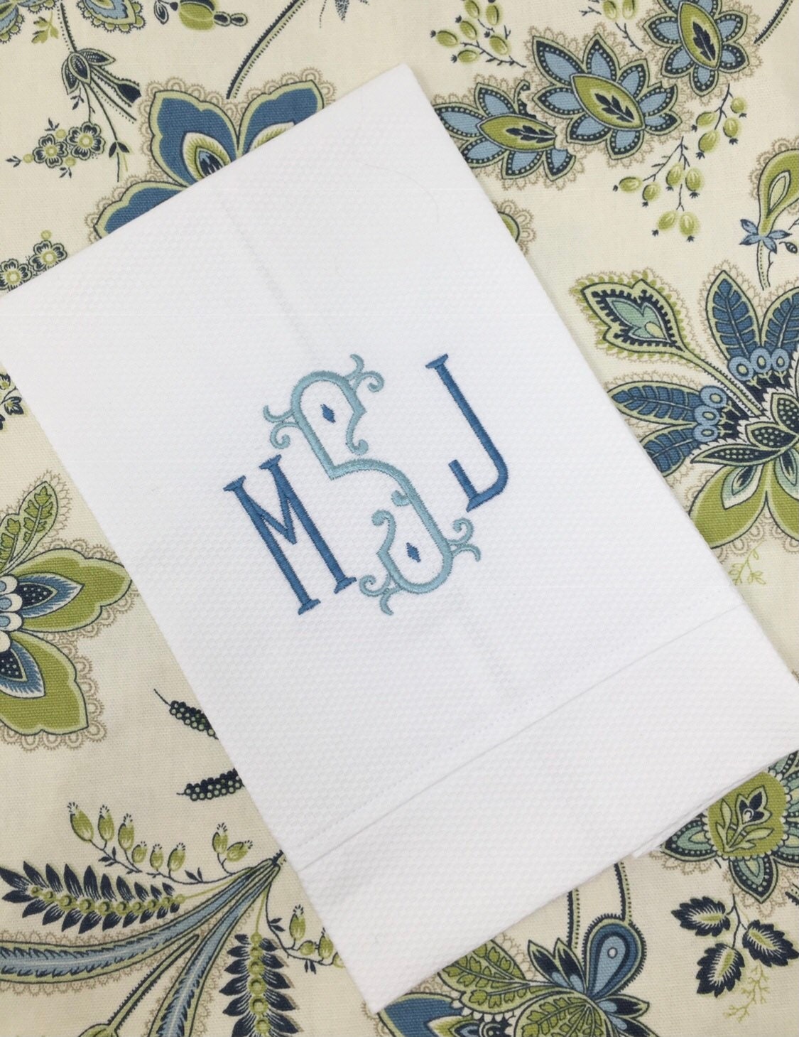 Monogrammed Cotton Pique Tea Towel, Vienna Monogram-Hostess Gift, monogrammed linens, personalized gift
