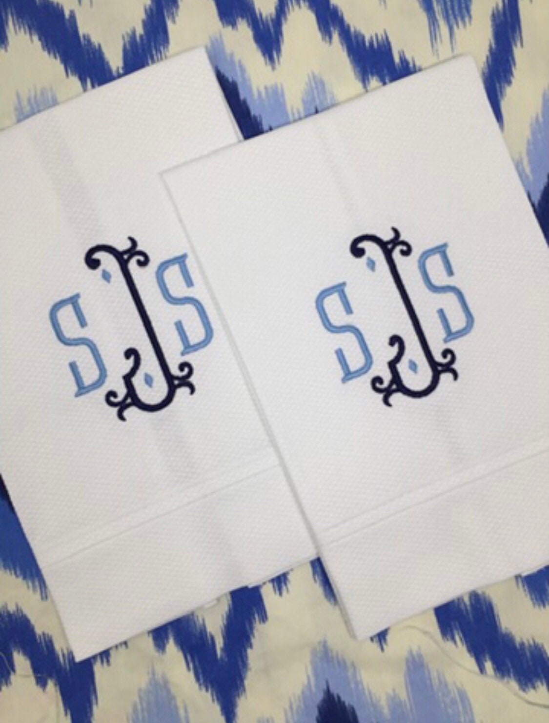 Monogrammed Cotton Pique Tea Towel, Vienna Monogram-Hostess Gift, monogrammed linens, personalized gift