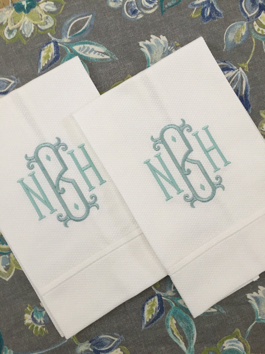 Monogrammed Cotton Pique Tea Towel, Vienna Monogram-Hostess Gift, monogrammed linens, personalized gift