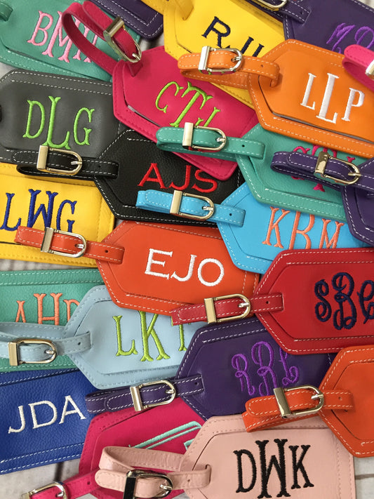Monogrammed luggage tag, leather luggage tag, personalized luggage tag, Christmas gift