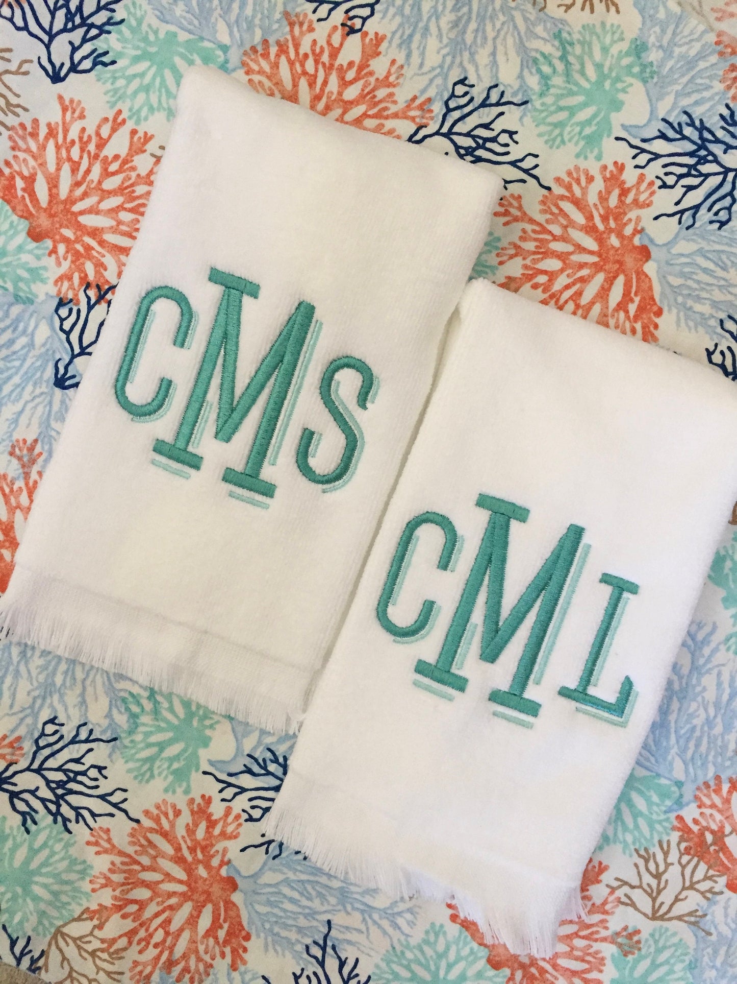 Monogrammed Fingertip towels, Shadow Monogram, personalized gifts, Christmas gift