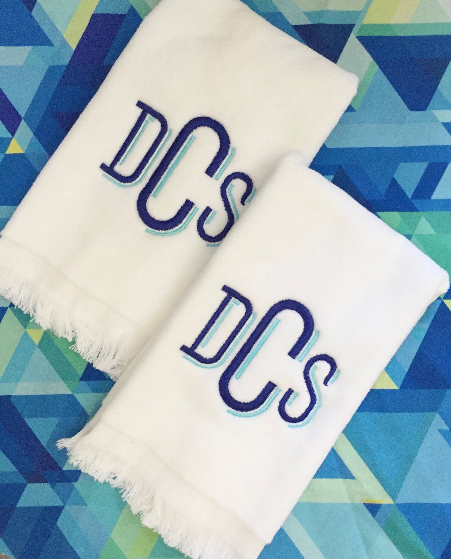 Monogrammed Fingertip towels, Shadow Monogram, personalized gifts, Christmas gift