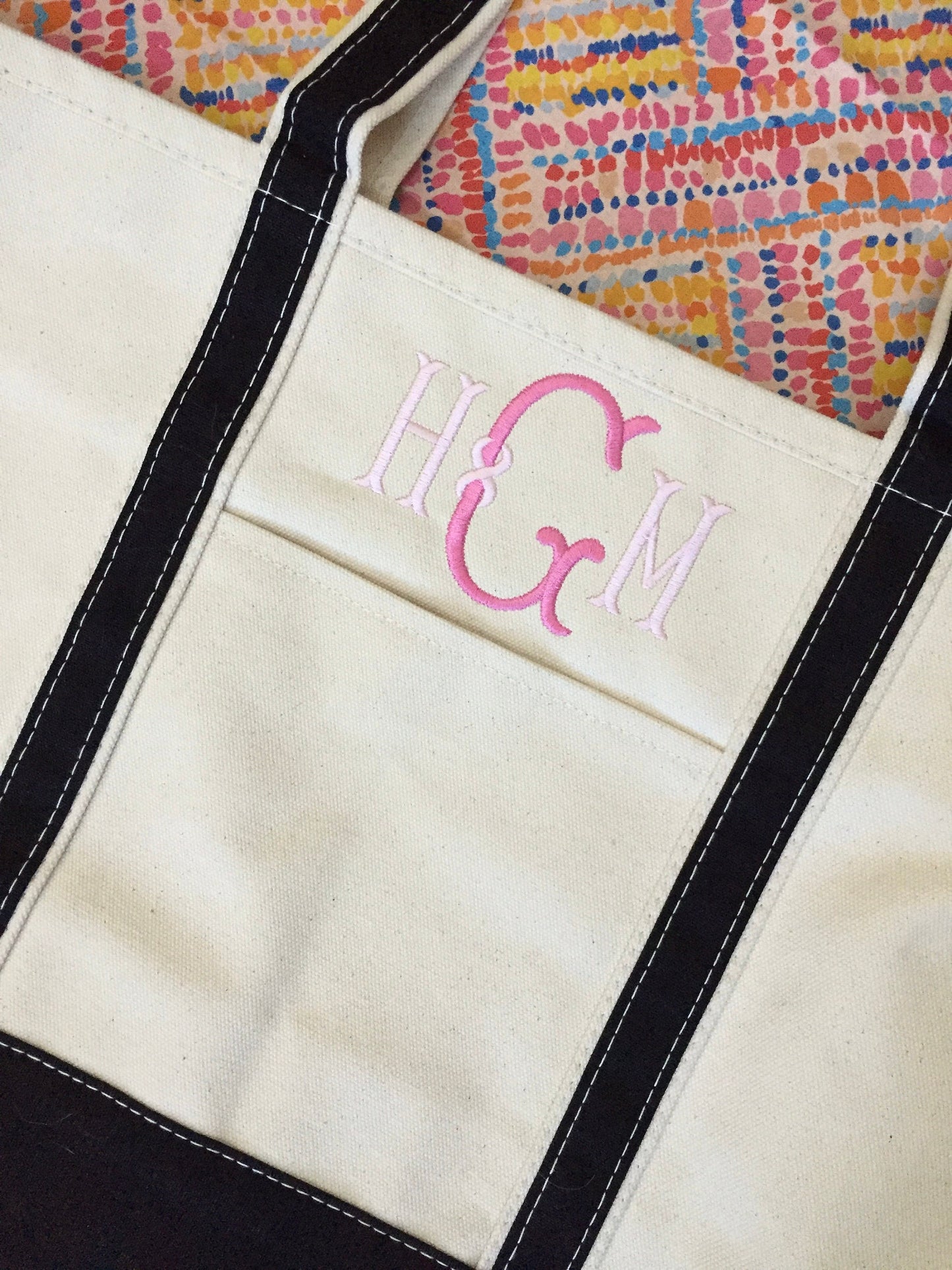 Monogrammed Canvas Tote Bag, Graduation gift, beach bag